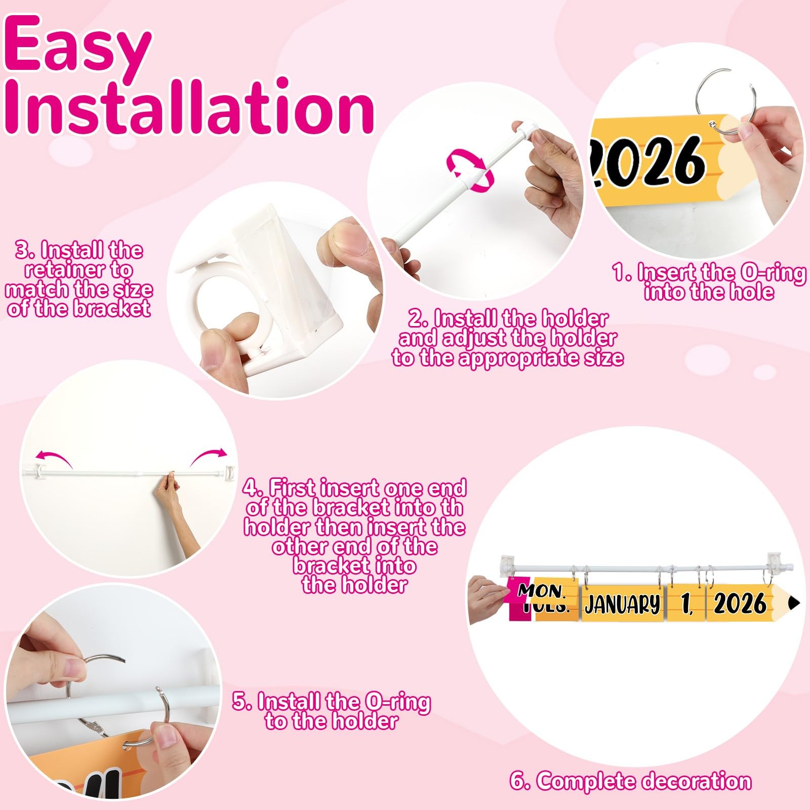 Pencil Flip Calendar Bulletin Board Set With Adjustable Holder 54 Date Cards