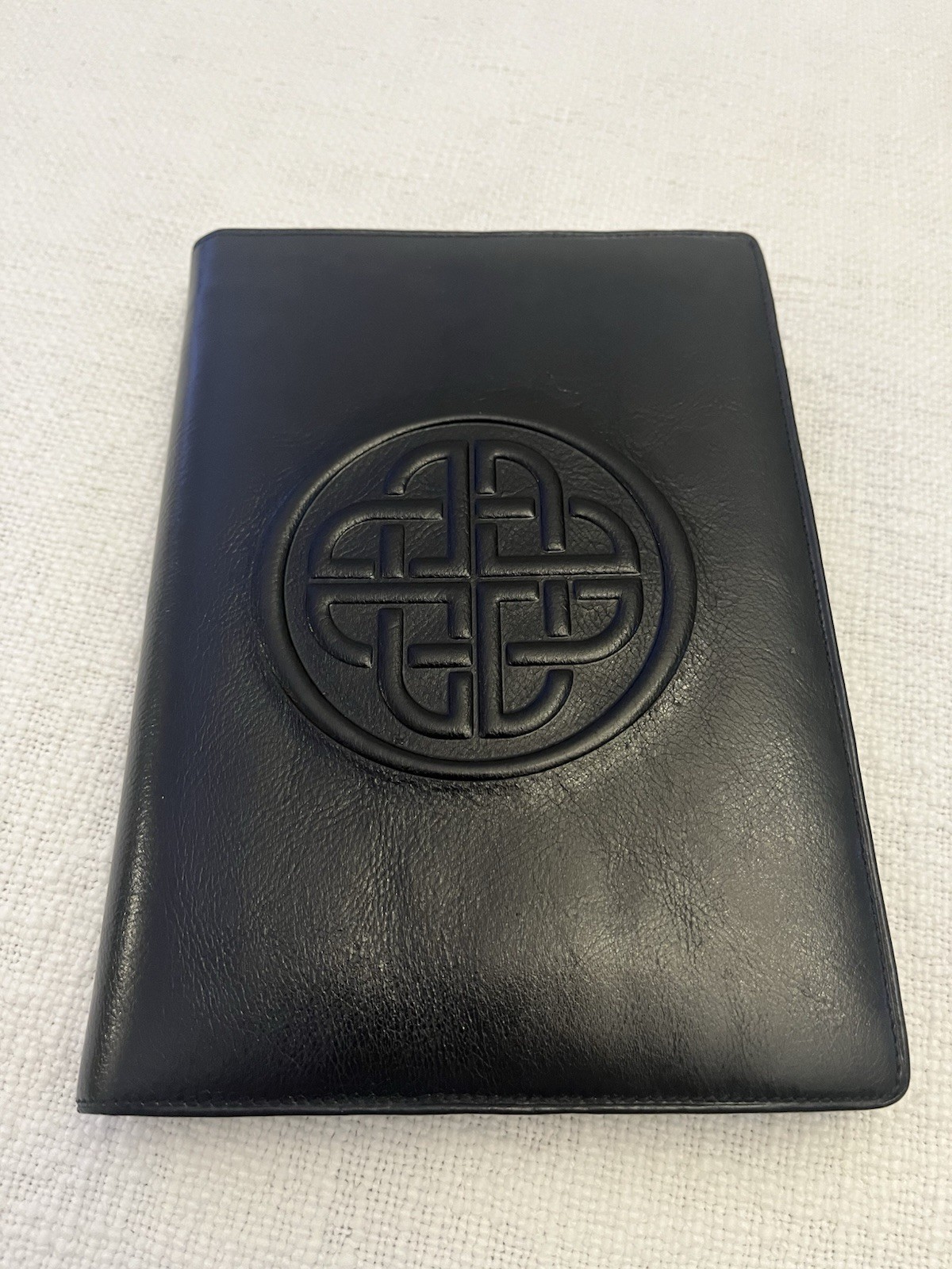 Vintage Celtic Knot Planner Genuine Grain Leather, Black Book 8.5” X 6” Journal