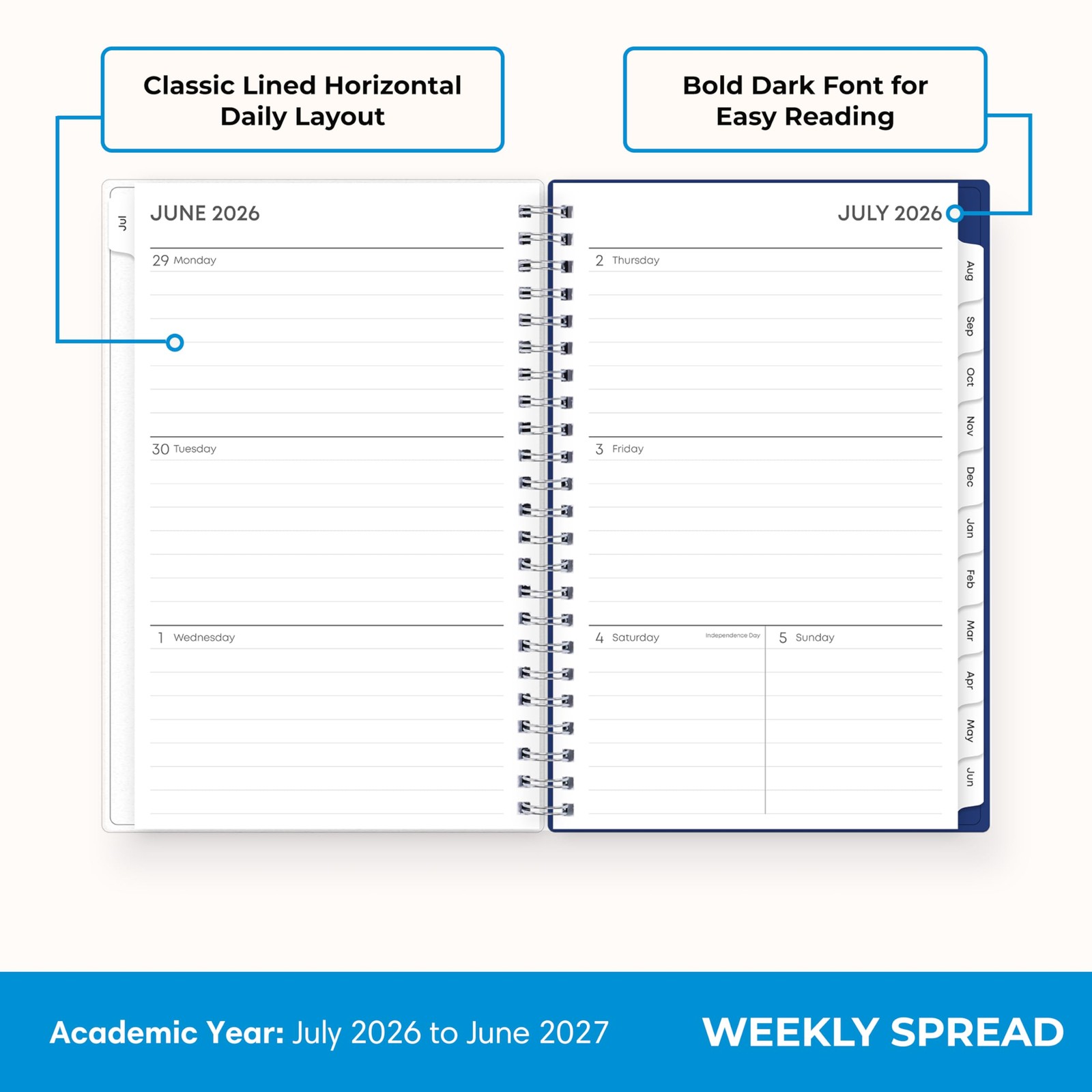 Blue Sky 2026-2027 Weekly and Monthly Academic 5″ x 8″, Chanson- 2026/2027