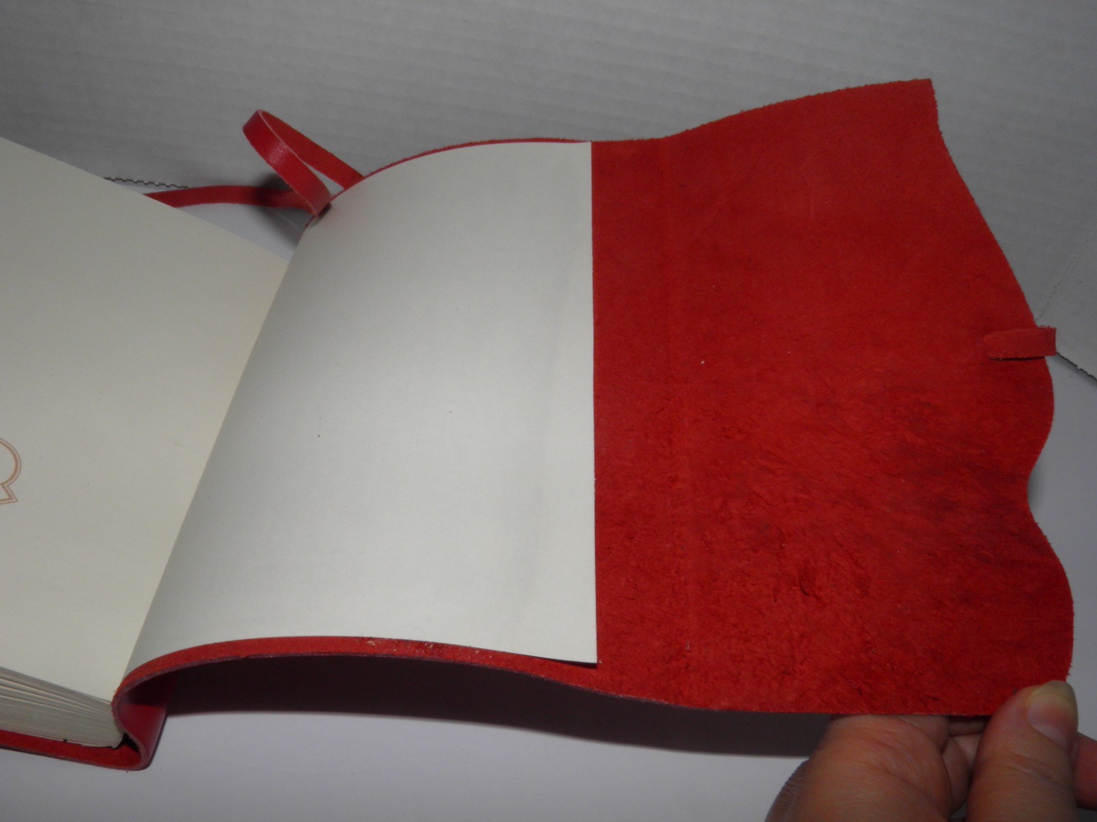 New, ECCOLO, red, soft leather cover, journal, notebook, stationery item. ITALY.
