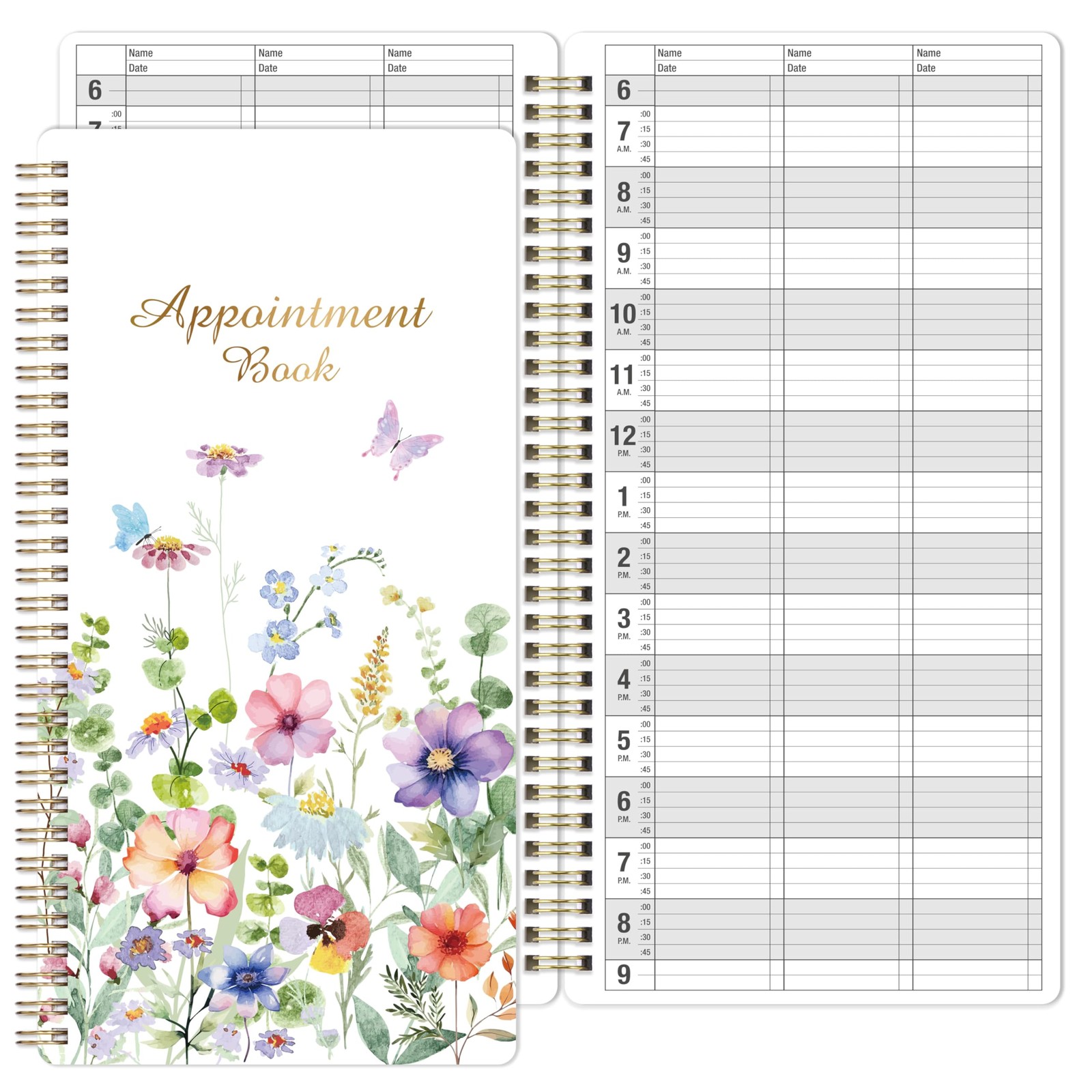 Appointment Book – Undated Salon 6 x 11.5 inches, Colorful Watercolor Floral