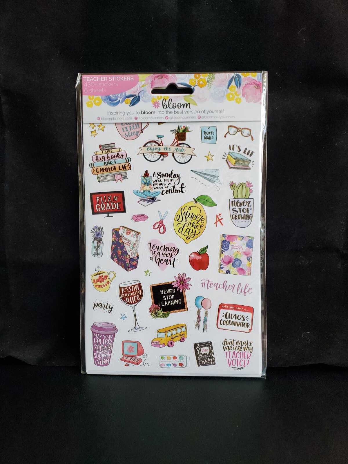 Bloom Daily Planner Teacher Sticker Pack 6 Sheets 430+ Stickers Weekly Monthly