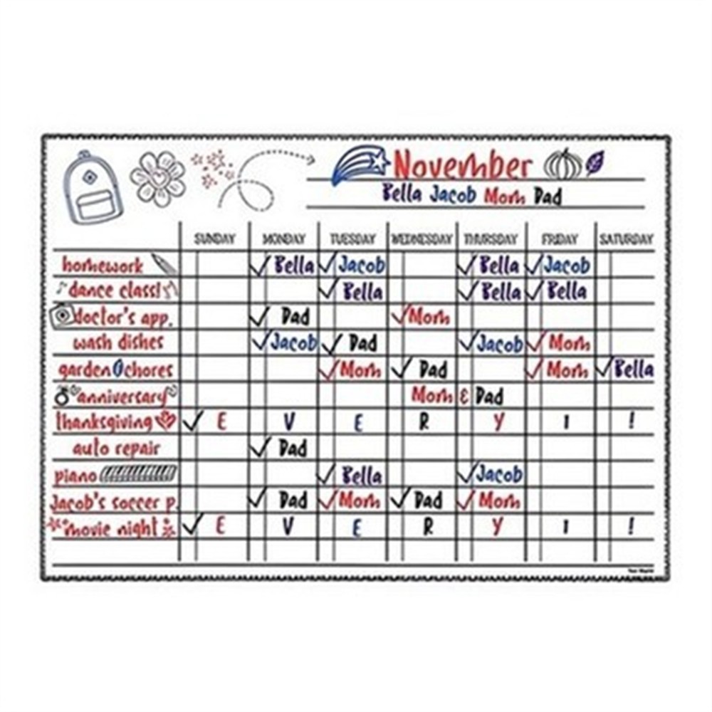 Magnetic Daily Reward Chore Chart Dry Erase for Kids Adults Refrigerator 17×12