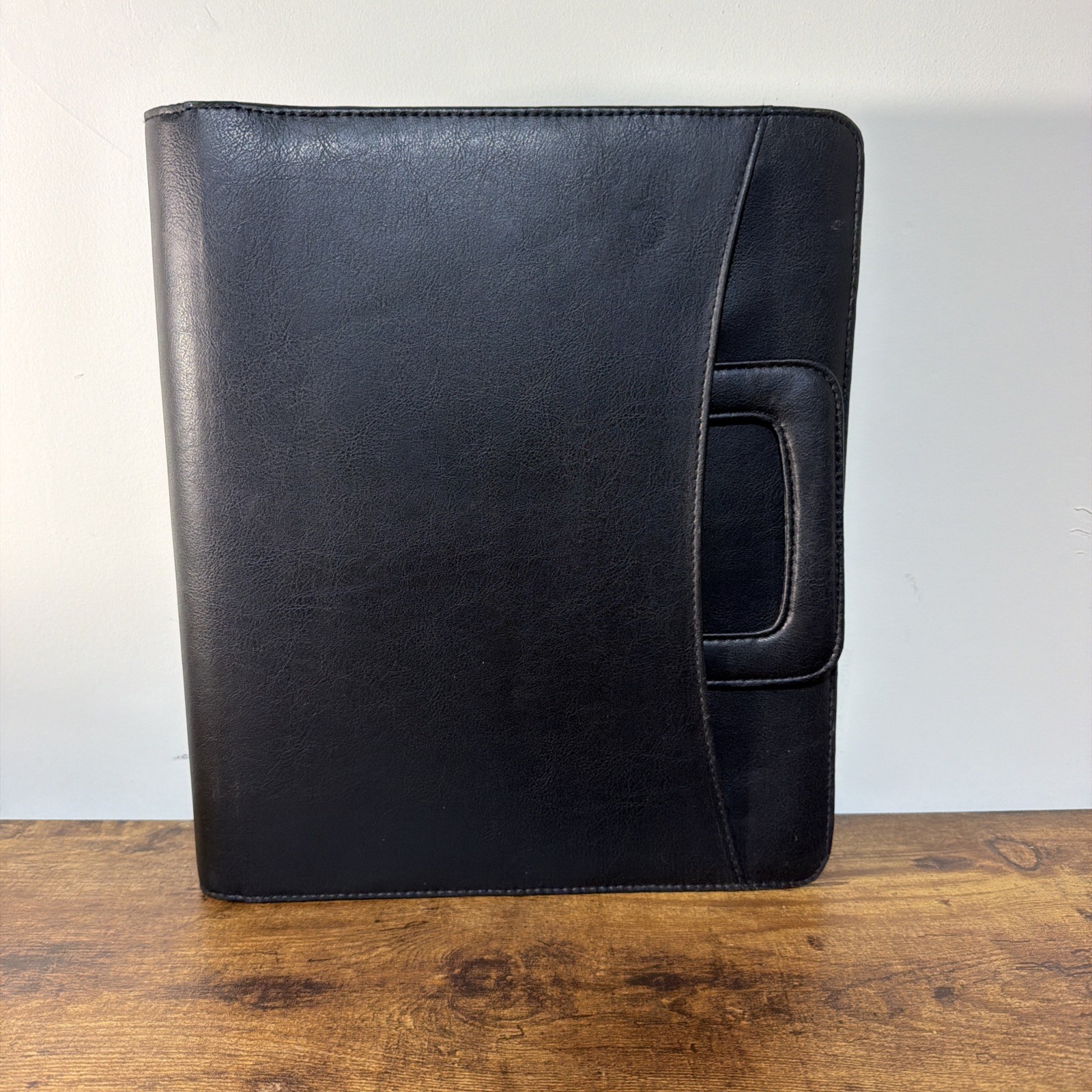 DAY-TIMER Planner Portfolio Organizer Black Faux Leather 3 Ring w/Handles 14×11″