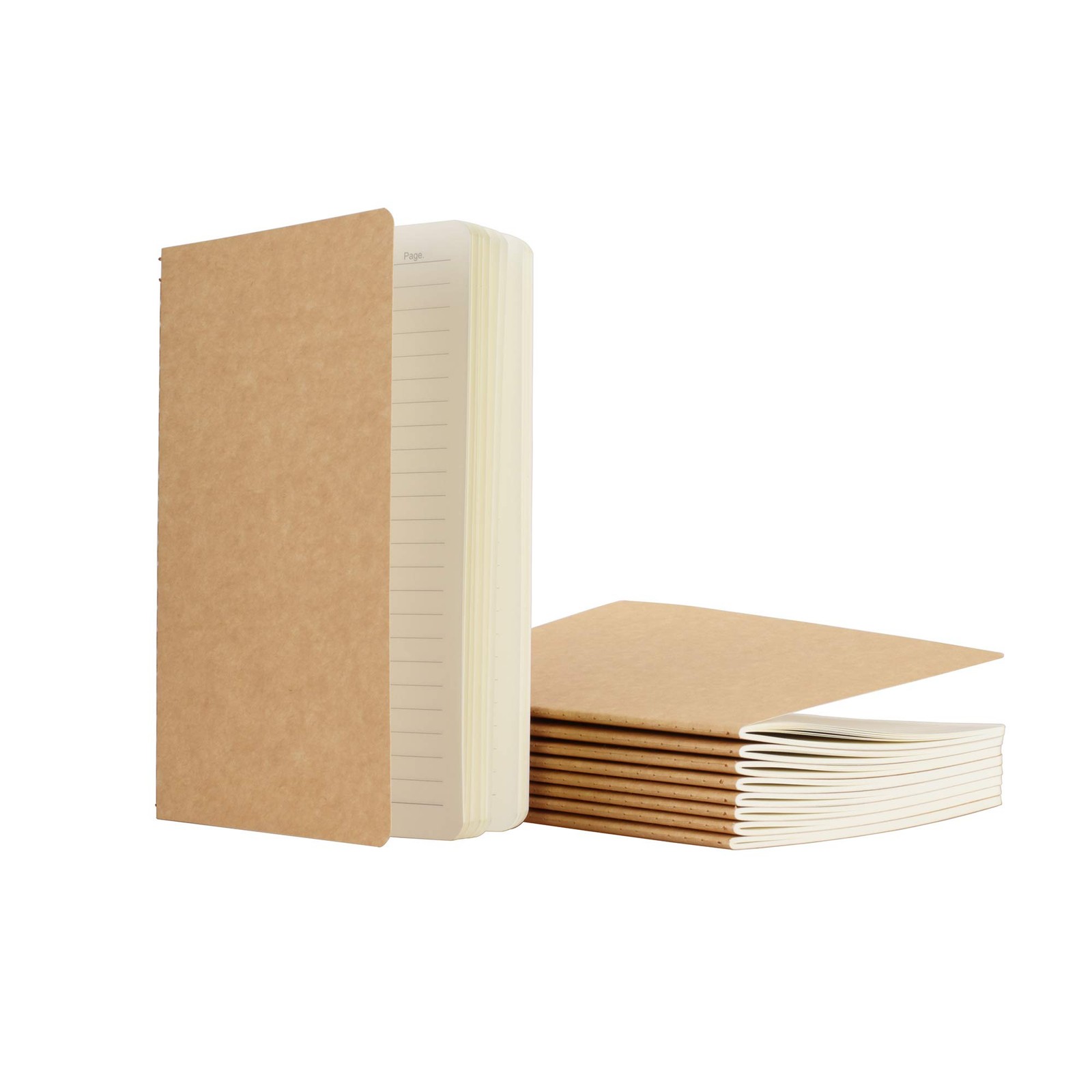 TWONE 9 Packs Kraft Brown Soft Cover Notebook Journals – 5.5″ x A5, Ruled