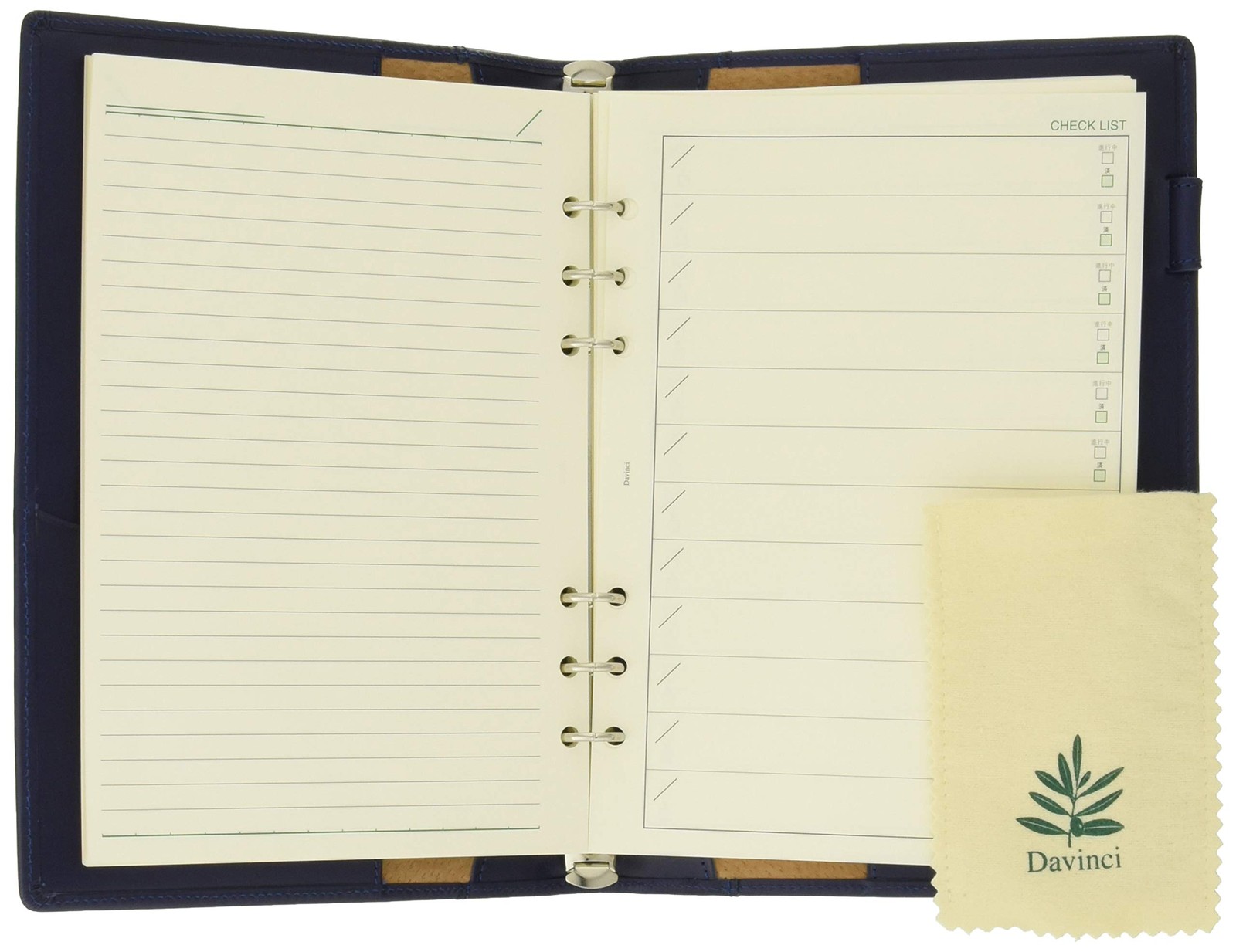 Raymay Fujii Da Vinci Grande Olive Leather System Planner A5 Slim Navy JDA3026K