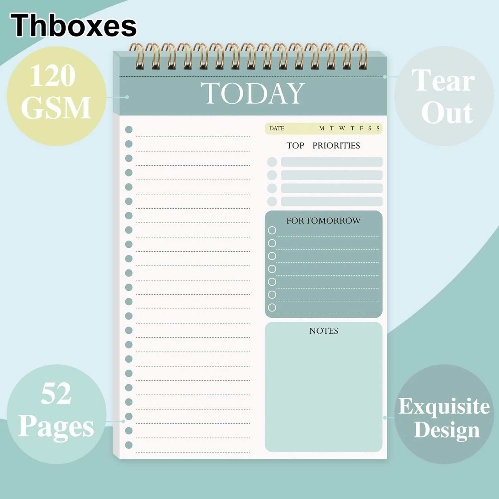 2 Packs To Do List Notepad, 104 Pages To Do List Notebook A5 Undated Daily Plann