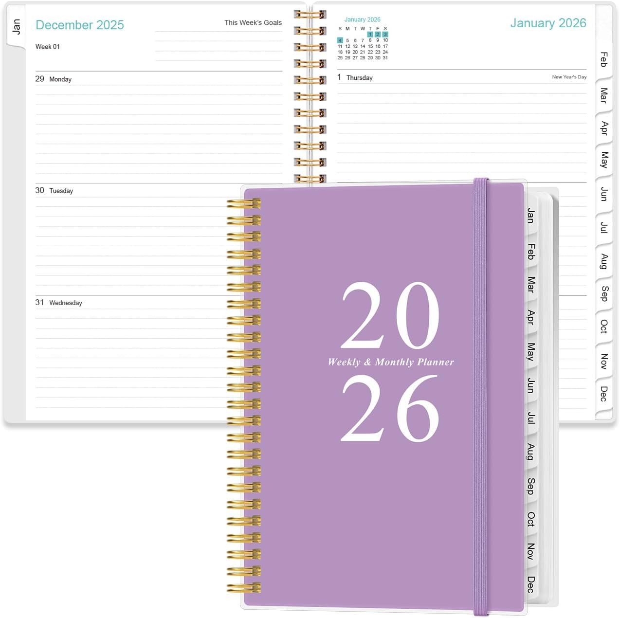 2026 Planner – A5 Weekly & Monthly Planners Spiral Bound, January 2026
