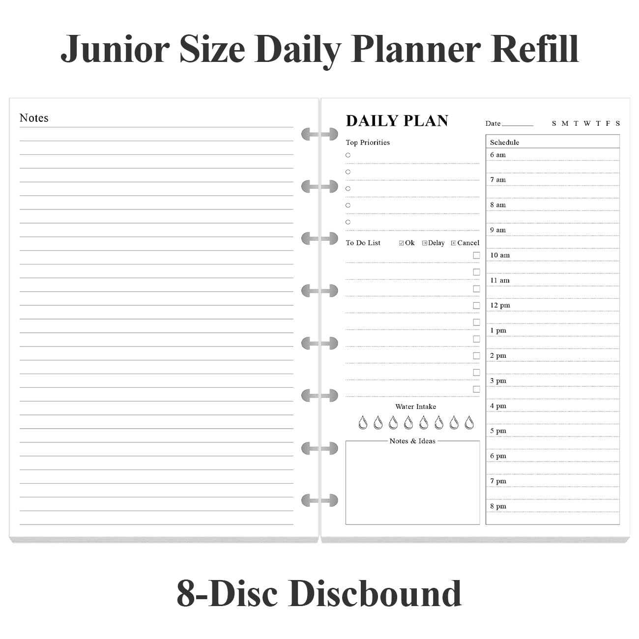 Junior Size To Do List Insert – 8-Disc Discbound Undated 100 Sheets, White