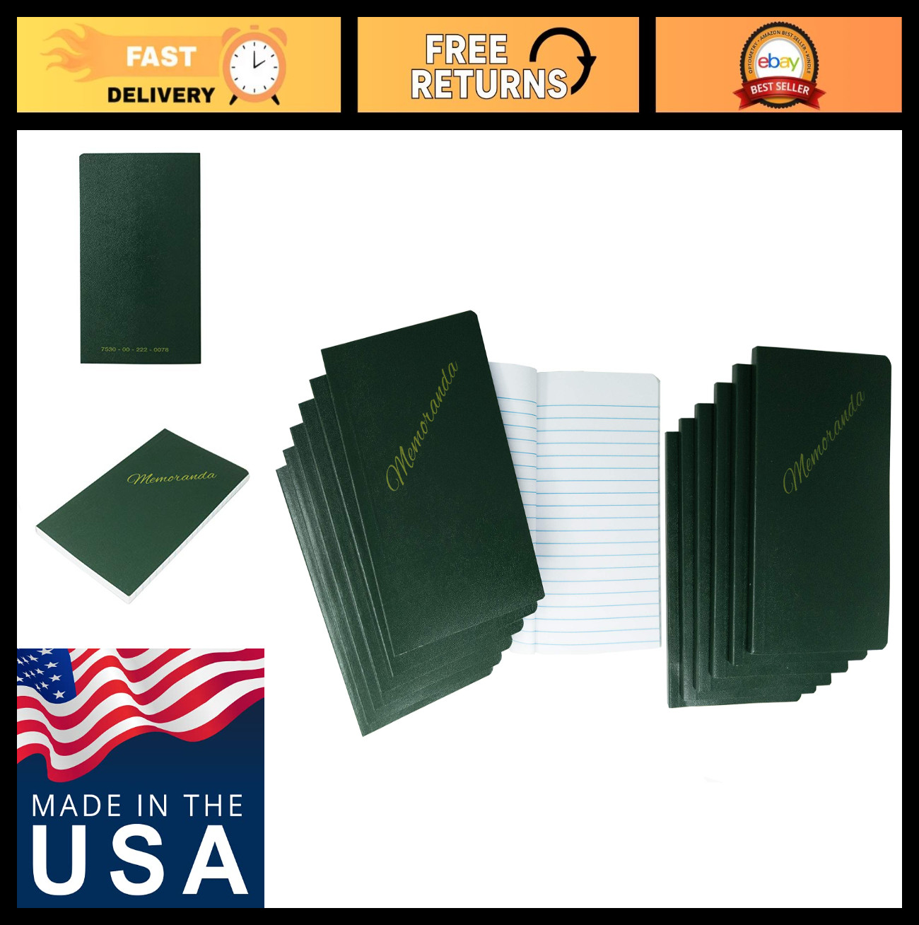 12-Pack Green Military Memo Books 3.25” x 5.5” – 144 Pages, Pocket-Sized Notepad
