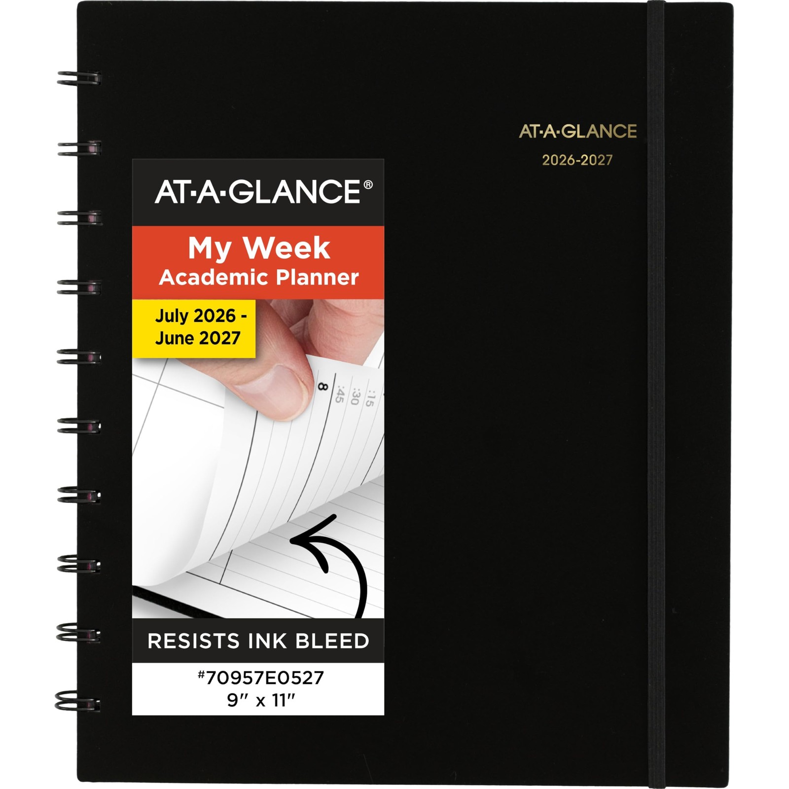 AT-A-GLANCE Planner 2026-2027 Weekly & Monthly Academic 9 x 11 inches, Black