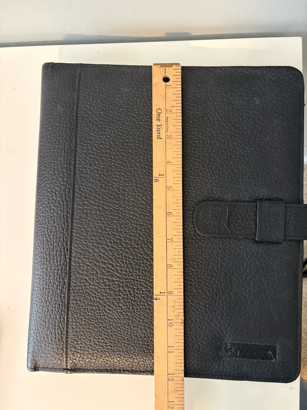 Vintage Day Timer Planner Binder Cover Black Pebbled Leather 7-Ring Memo Pad