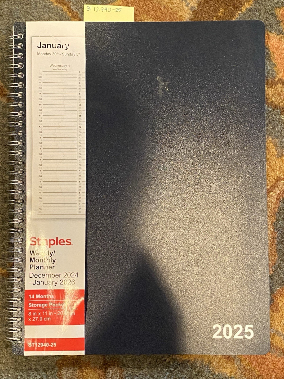 Staples Dec 24-jan 26 14 Month Planner 8.5″ x 11″ Weekly-Monthly Planner Black