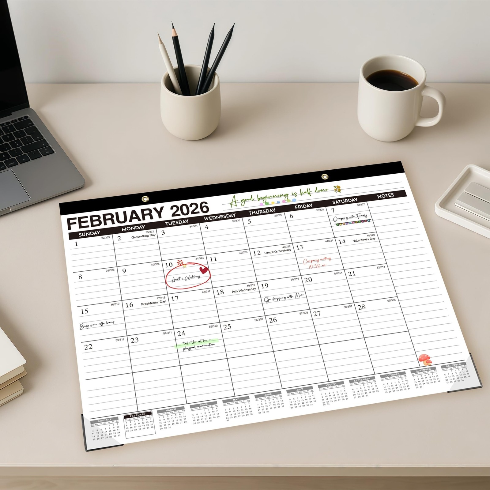 Desk Calendar 2026-2027 – 18 Months Wall Calendar Until June 2027, 17″ x 12″,…