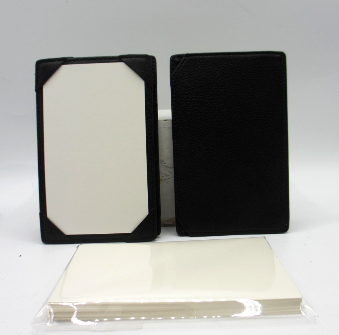 Jotter Notepad Leather 3×5″ Personal Pocket Refillable w 24 Cards Black