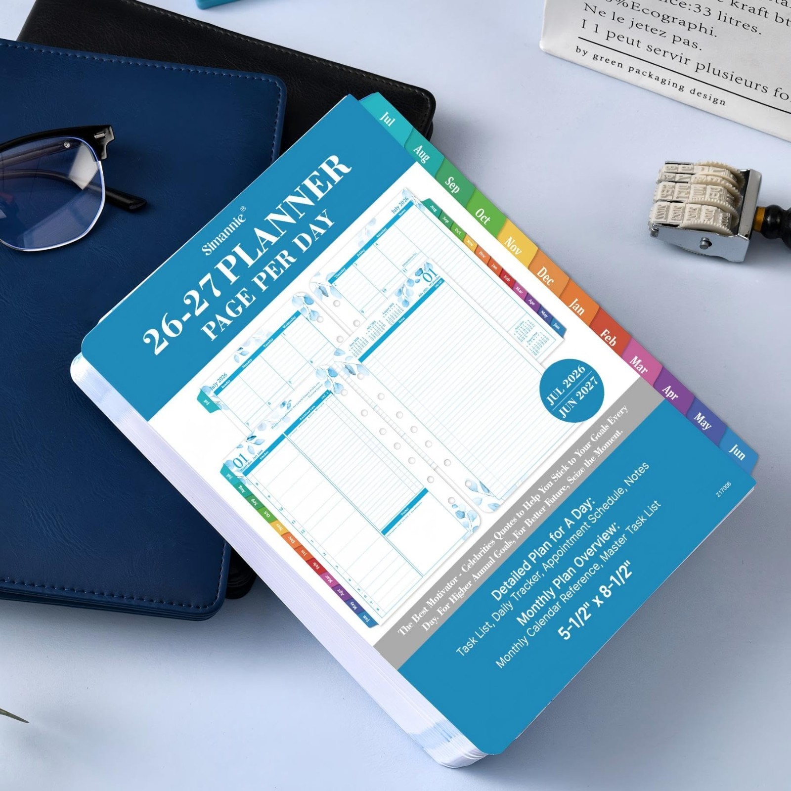 Daily Planner Refills 2026-2027, Two Pages Per Day, Monthly Inserts, 8.38″x5.51