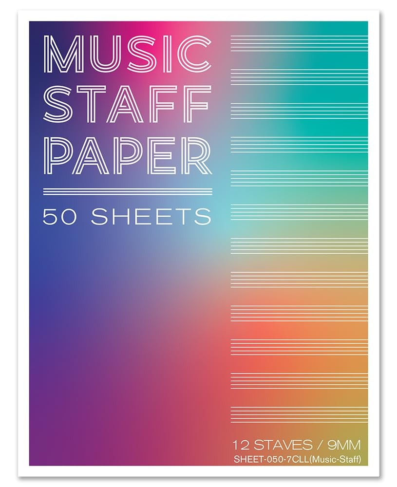 BookFactory Music Staff Loose Leaf Sheets Composition Manuscript Multicolor