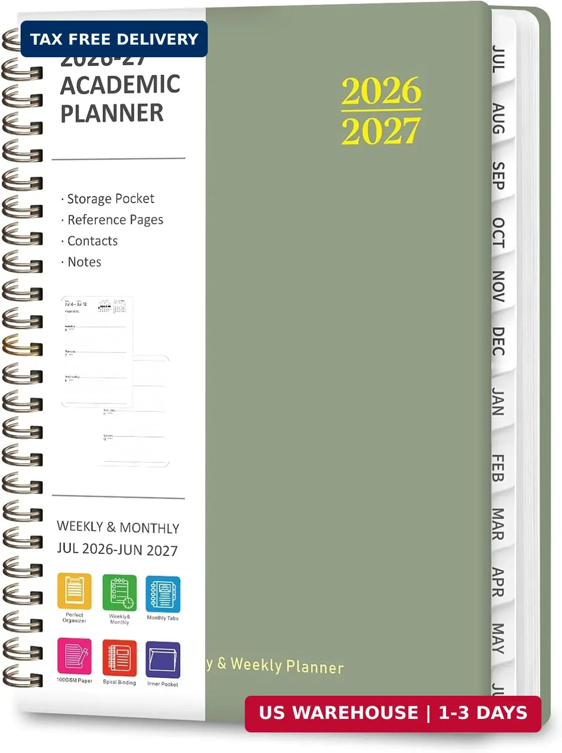 Planner 2026-2027, Academic Weekly and Monthly Calendar Planner, July 2026 – Jun