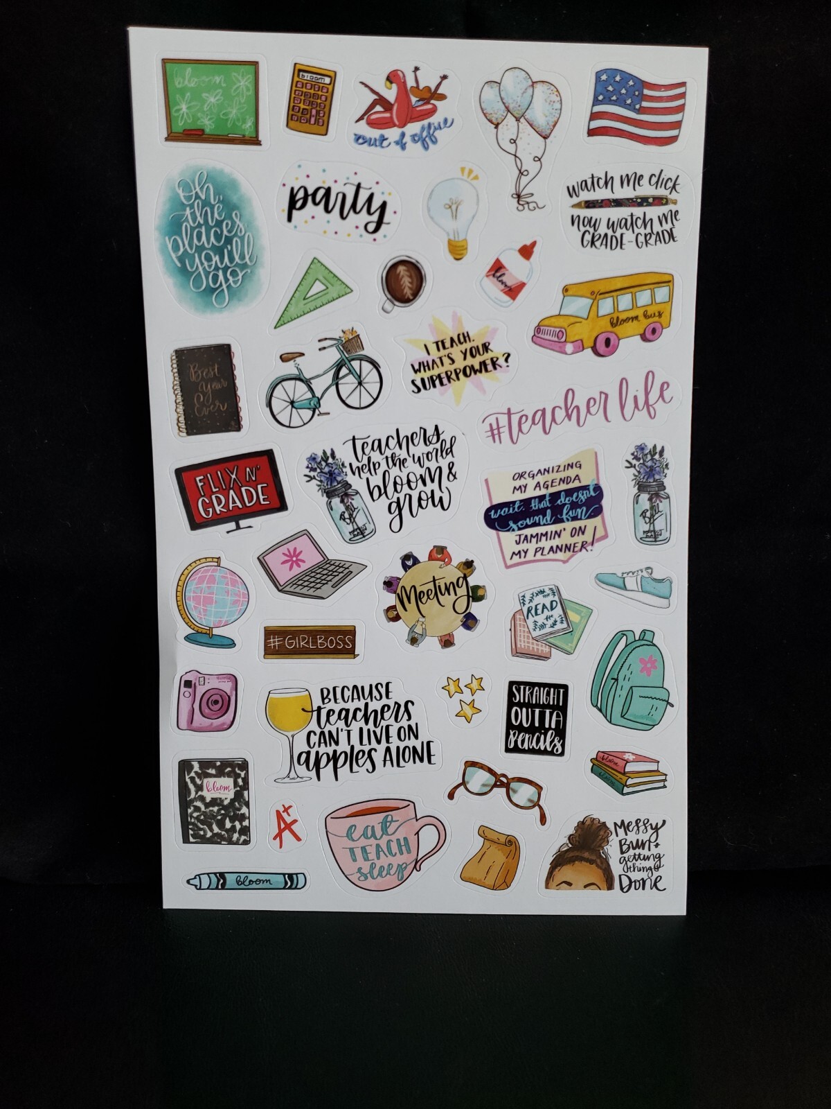 Bloom Daily Planner Teacher Sticker Pack 6 Sheets 430+ Stickers Weekly Monthly