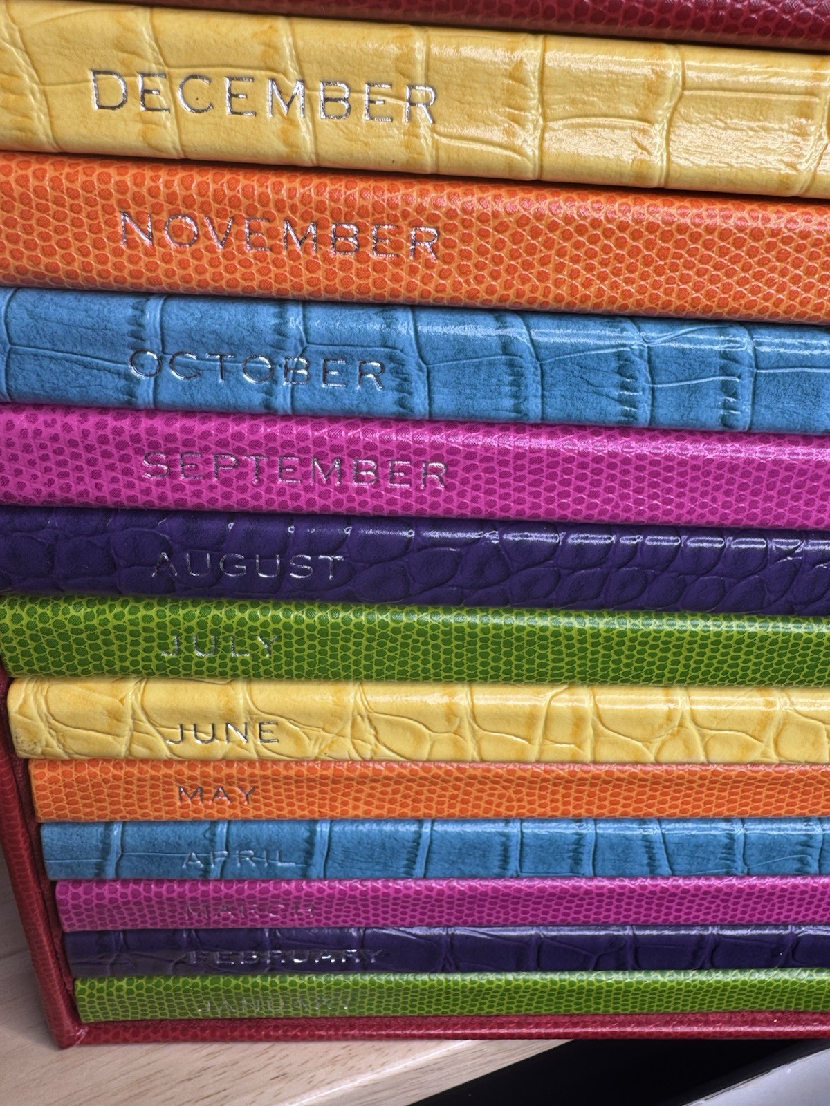 Pottery Barn Leather Multicolored Monthly 12 Journal Books