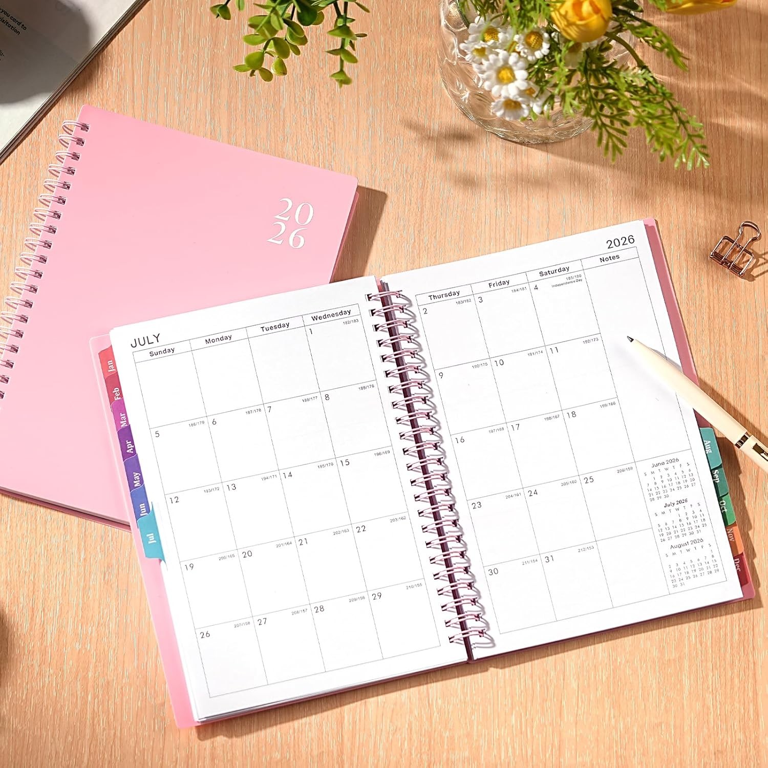 2026 Planner Weekly Monthly Calendar with Tabs Inner Pocket 8.5″x6.4″ Organizer
