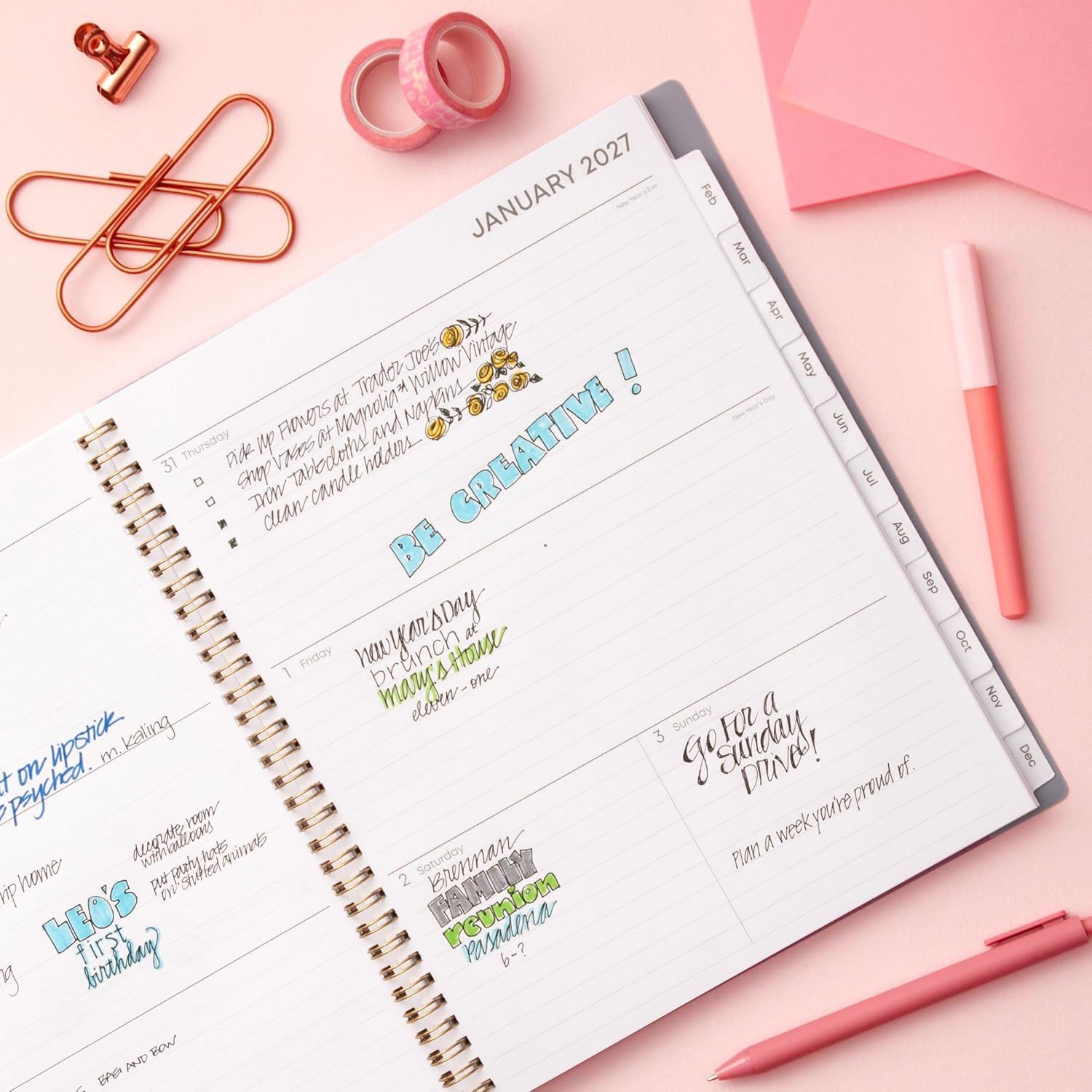 2027 Weekly and Monthly Planner Calendar, January 2027 – December
