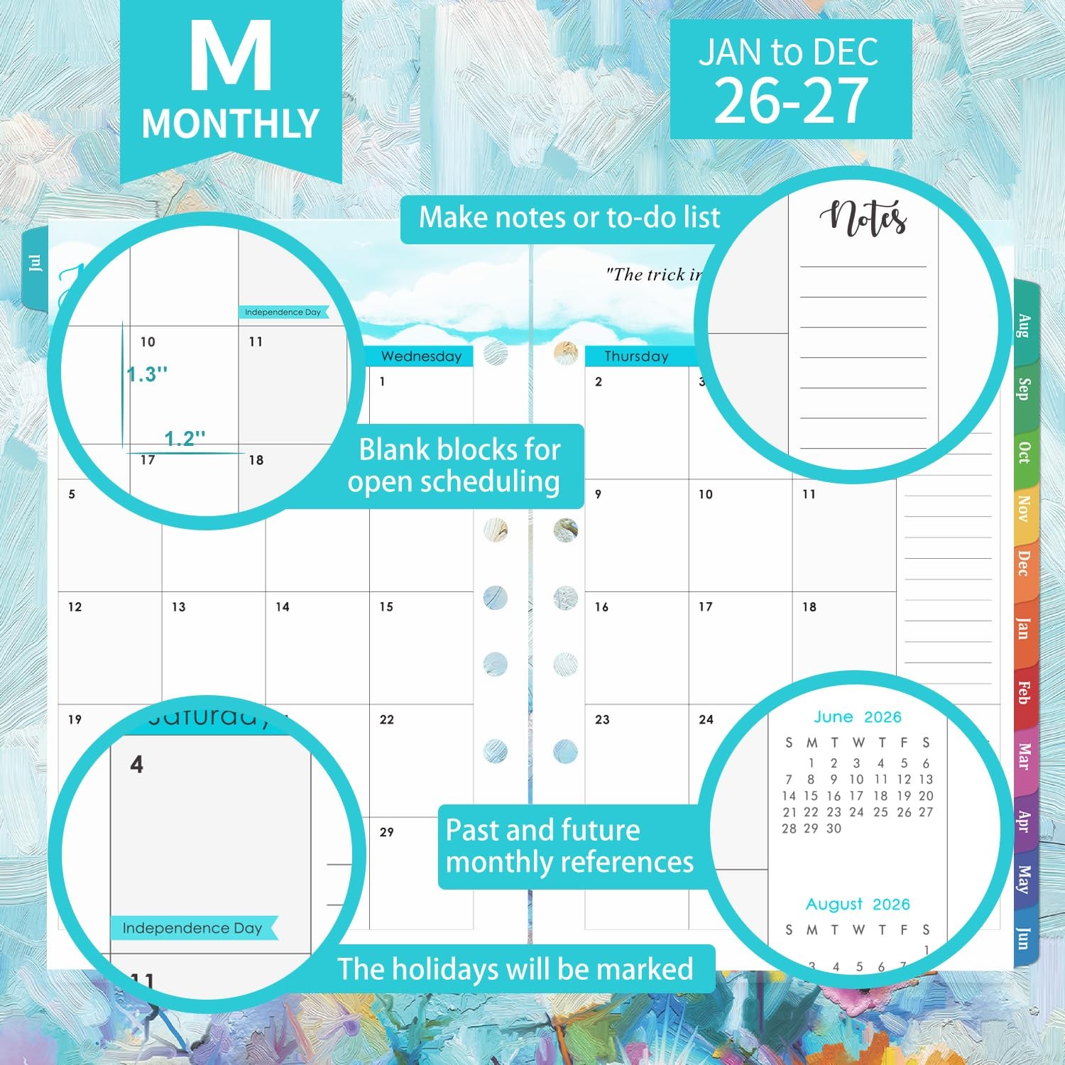 2026-2027 Planner Refills – Planner 2026-2027 Inserts with 7-Hole Punched, 5-…