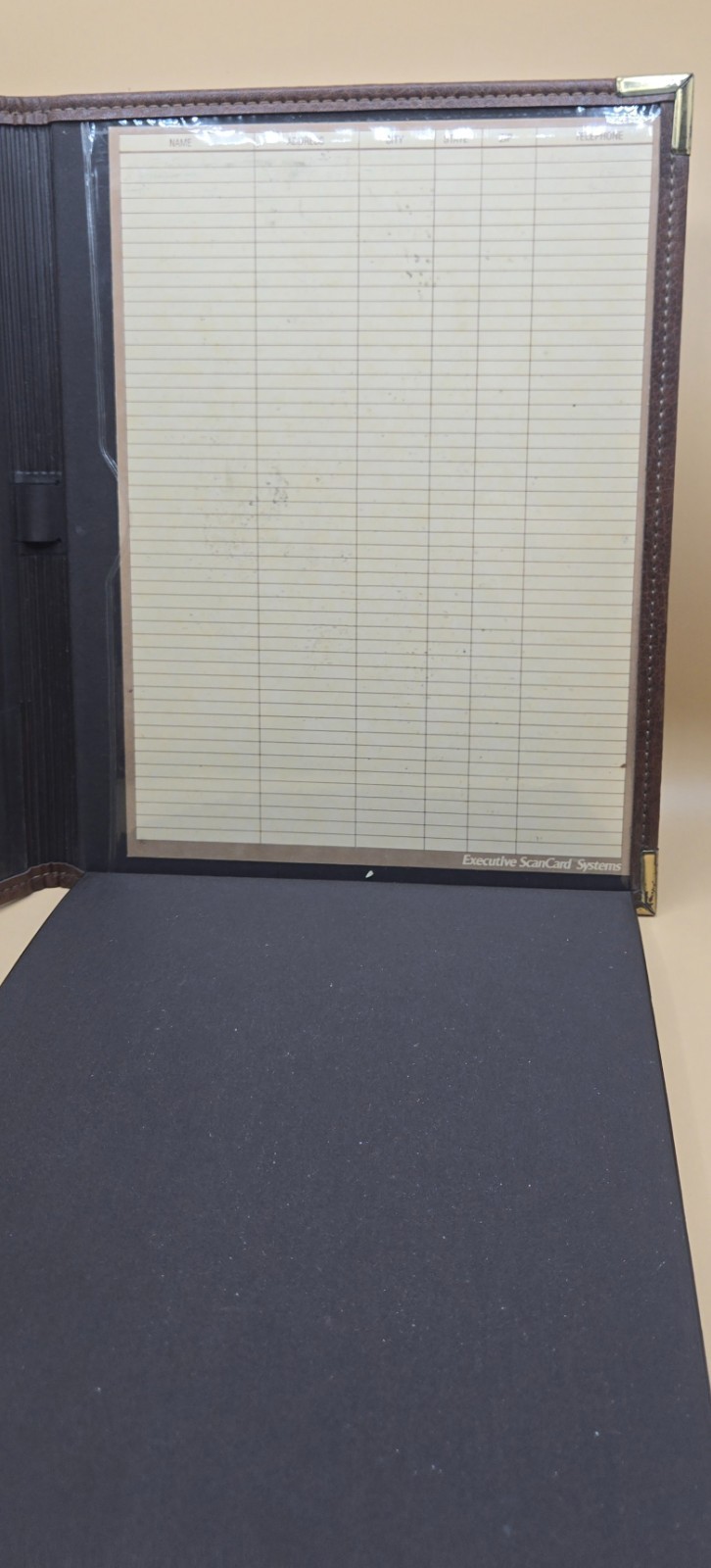 VINTAGE Executive ScanCard Systems Organizer Brown Leather Binder 12.25″x9.25″