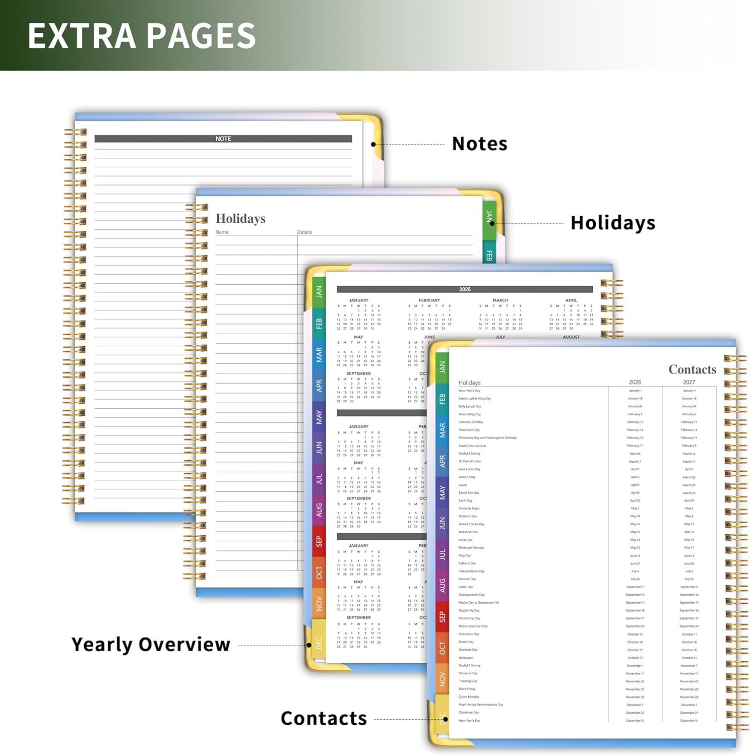 Planner -2026, Hardcover Weekly & Monthly Calendar Planner, January 2026 – Decem