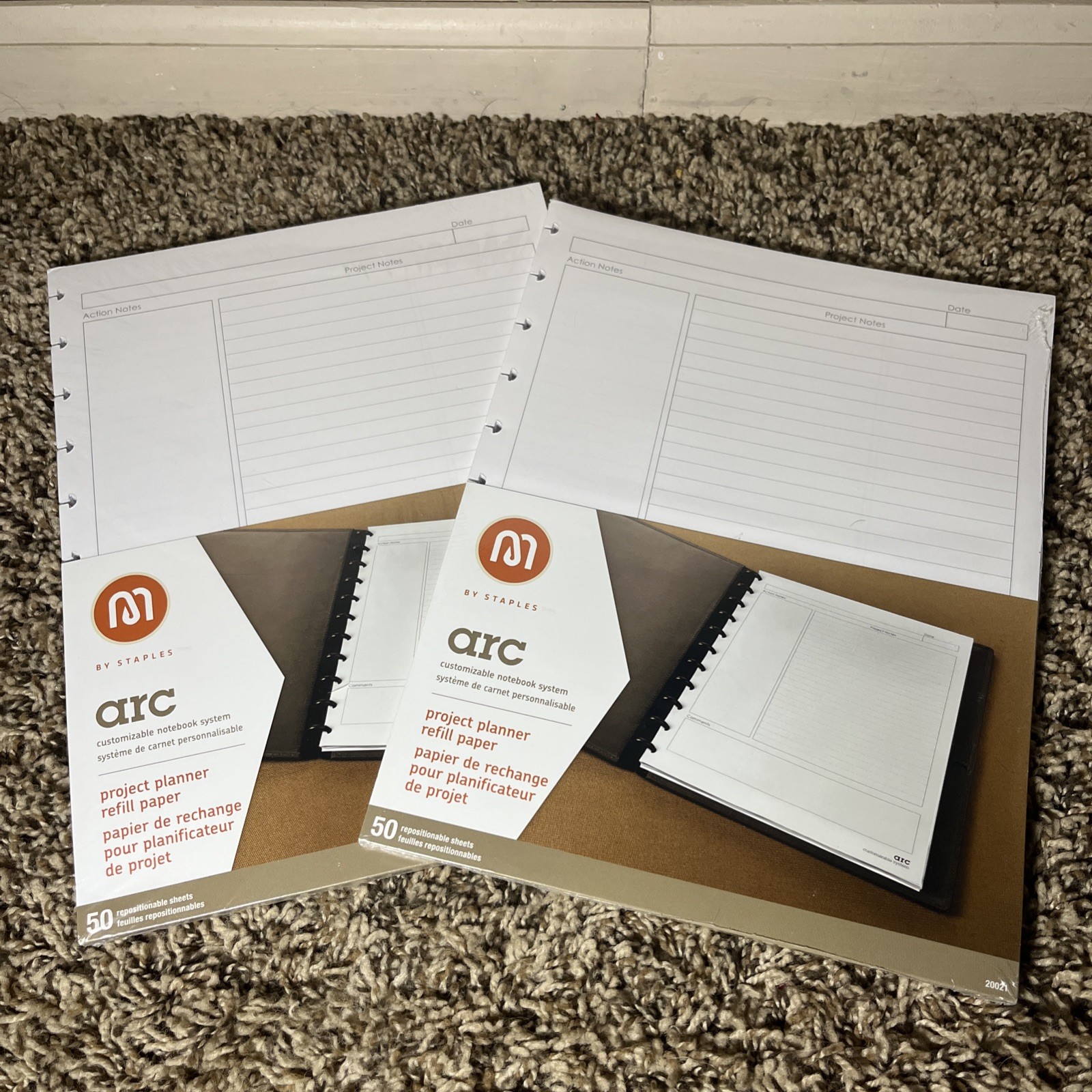 Staples ARC Project Planner Refill Paper 50 White Sheets 8.5×11 2 Pack #20021
