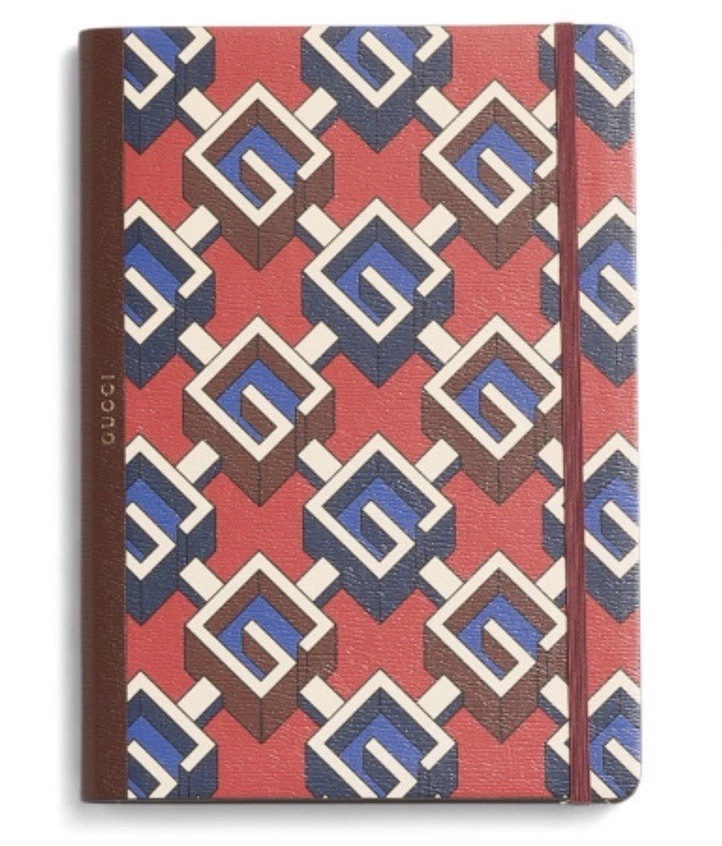Authentic Gucci Luxury Notebook Journal Geometric G Red Blue New With Gift Box