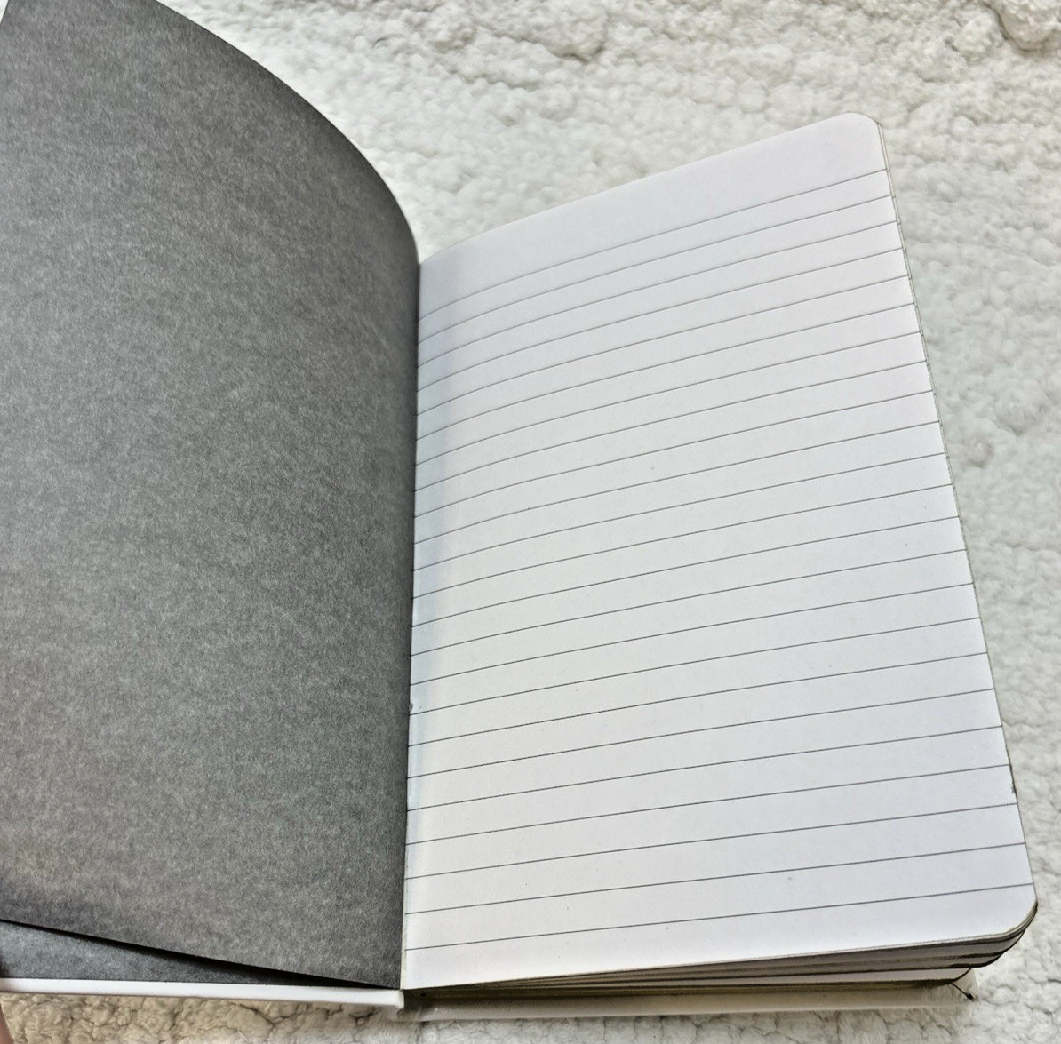 Journal blank lined pages, gold edges, white faux leather cover