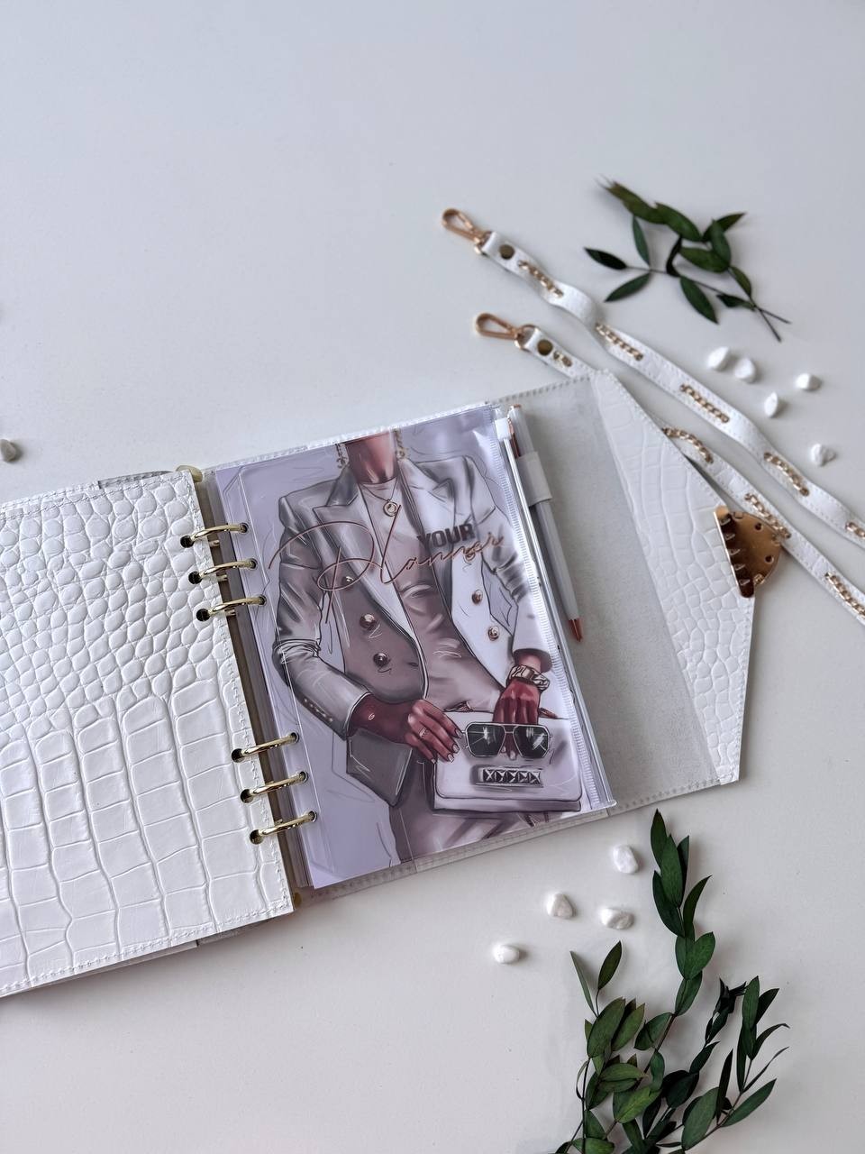 Leather notebook- bag cover A5. Planner-bag with long strap.