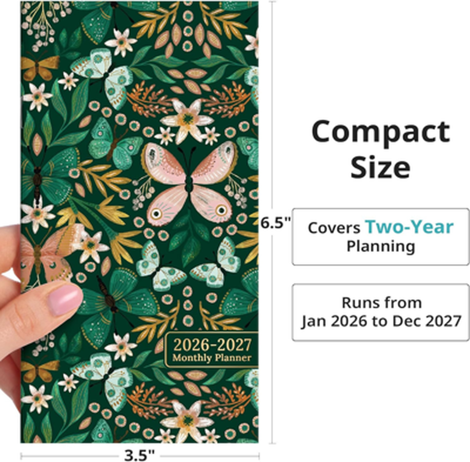 Pocket Calendar 2026 2027 Small Size 6.5 x 3.5 inches Monthly Planner Purse