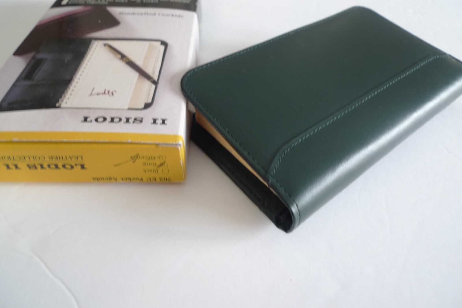 LODIS- LEATHER POCKET AGENDA- NEW OLD 1996 STOCK- IN PACKAGE-GREEN LEATHER