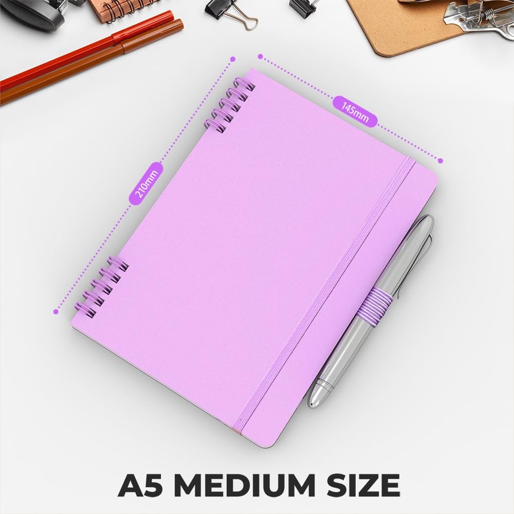 BIYUNRO Spiral Journal Notebook – Lined Journals for Writing, Purple