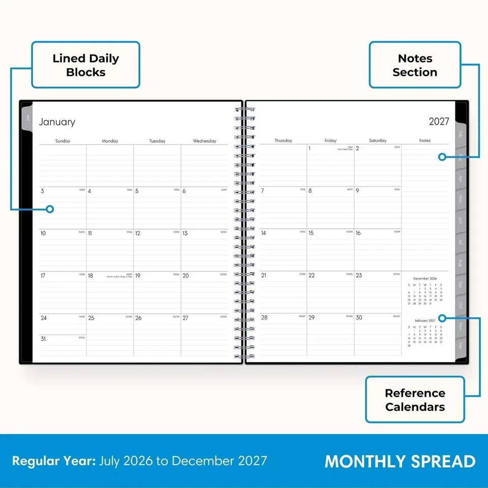 Blue Sky 2027 18 Month Monthly Planner Calendar, July 2026 – December 2027, 8…