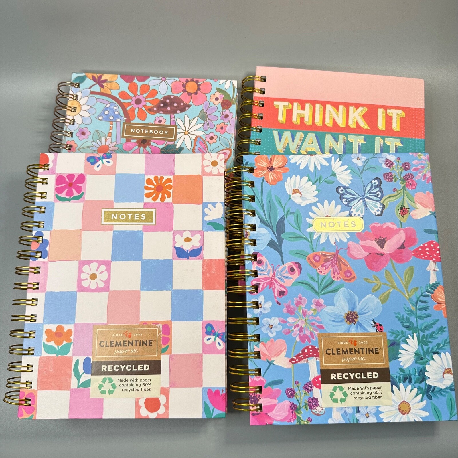 Floral Notebook Spiral Journal Flex Cover 6″x7.5″ Colorful Flowers By Clementine