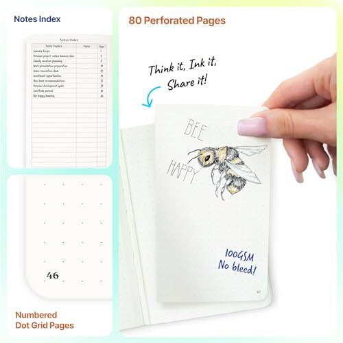 A6 Pocket Notebook () 3 Pack 3.5×5.5 Dotted Mini Notebook Journal Bold Classic