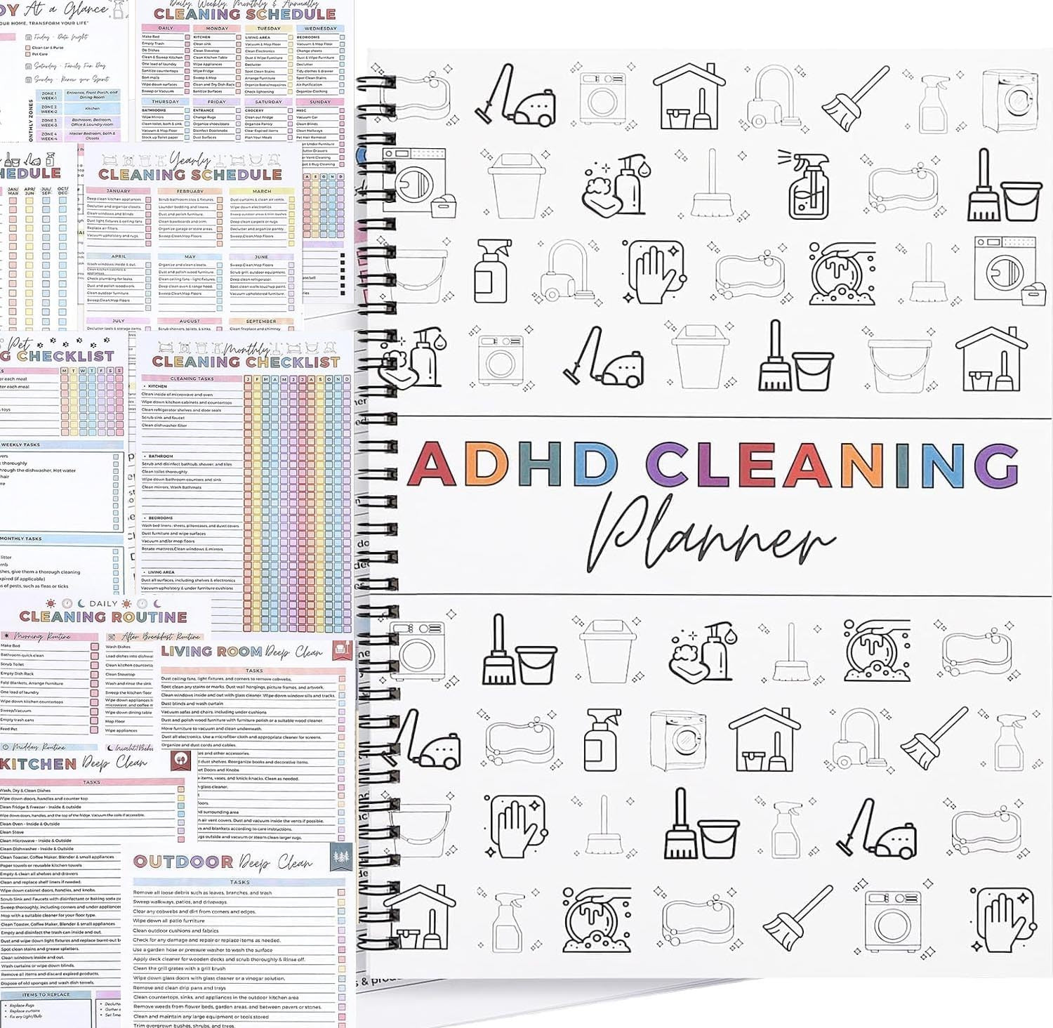 Cleaning Planner Schedule Organizer Daily Weekly Monthly Household Organization
