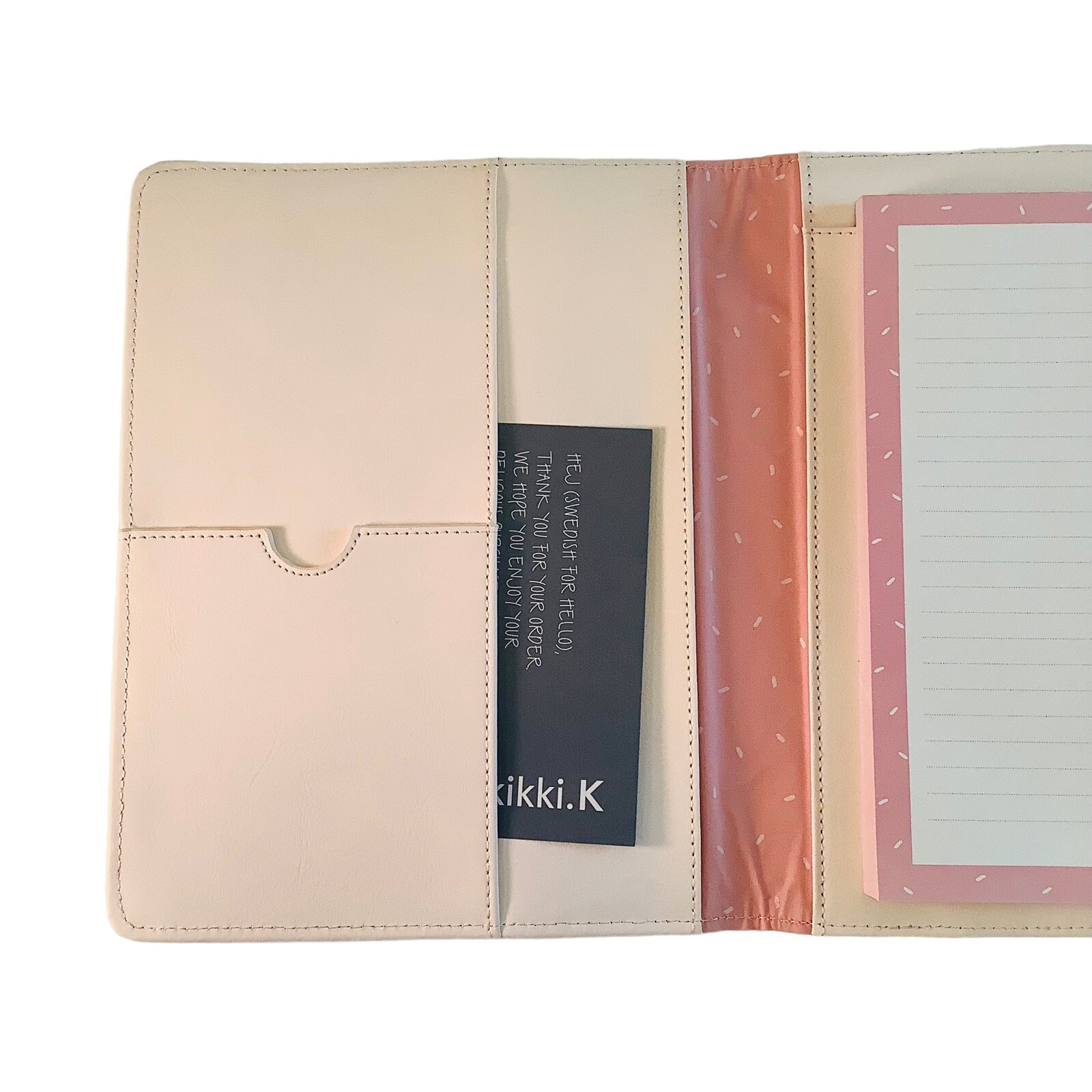 Kikki.K Leather Compendium Pink Trifold Notepad Padfolio “Today is Your Day”
