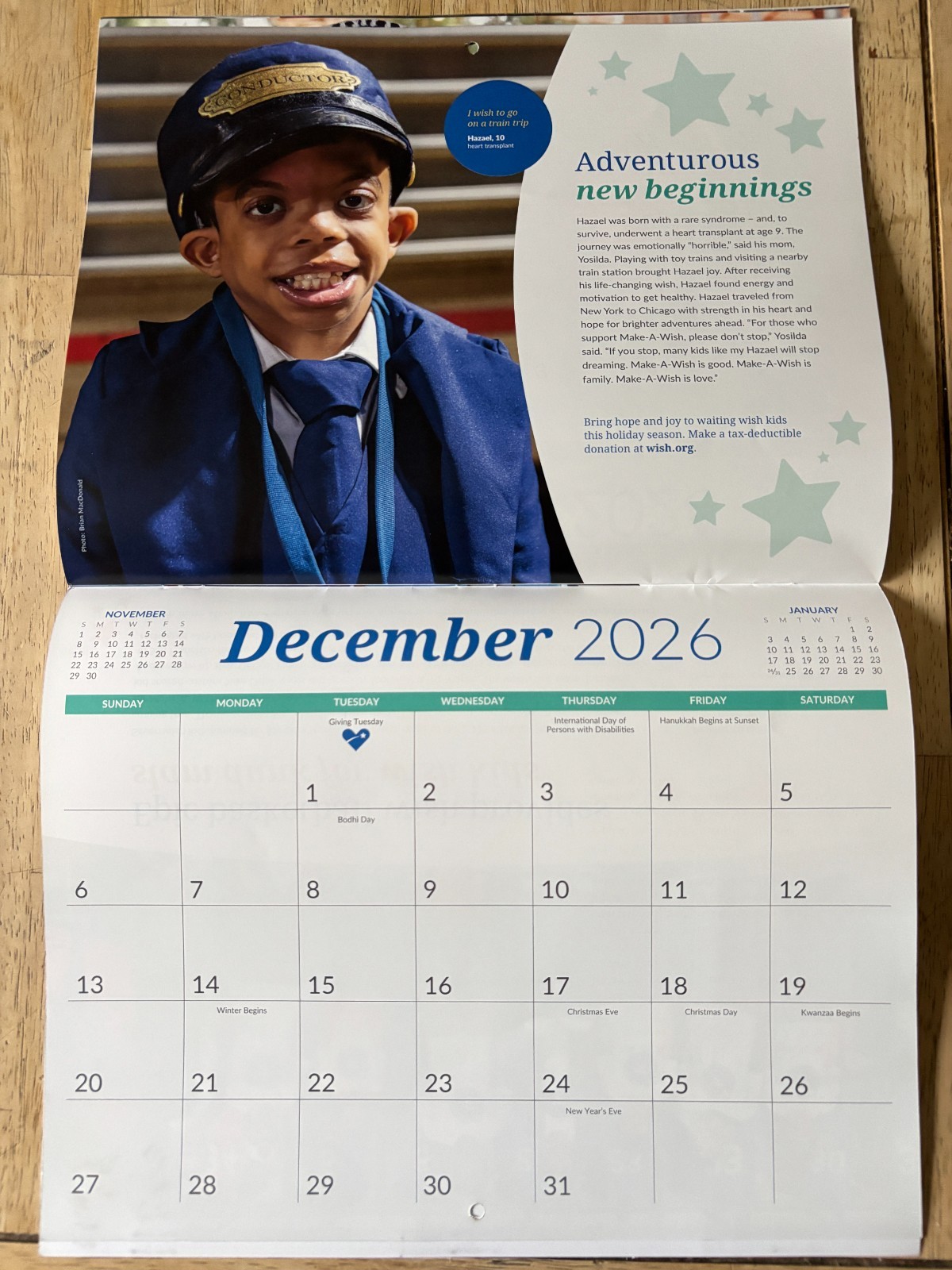 Make-A-Wish Foundation – 2026 Wall Calendar – 12 Months – Kute Kid Photography!