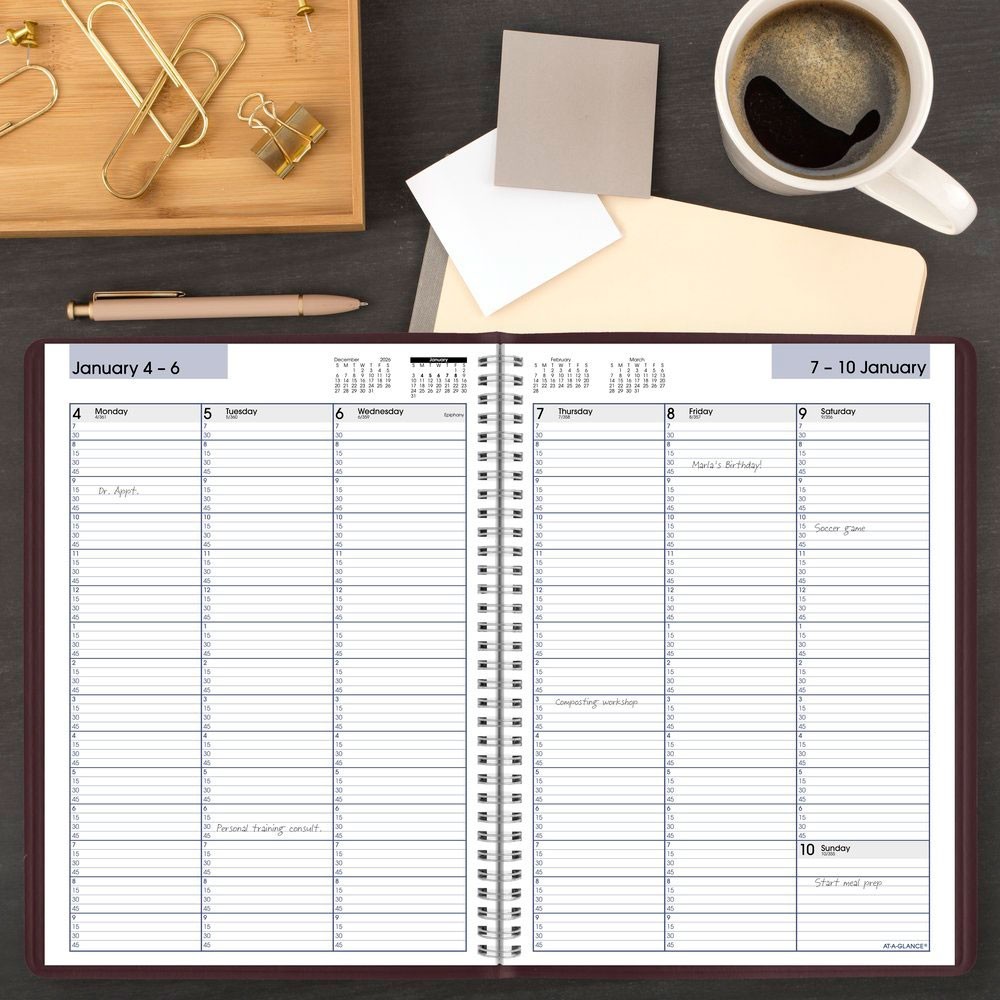 2026 At-A-Glance DayMinder G520-14 Weekly Appointment Book, 8 x 11″, Burgundy