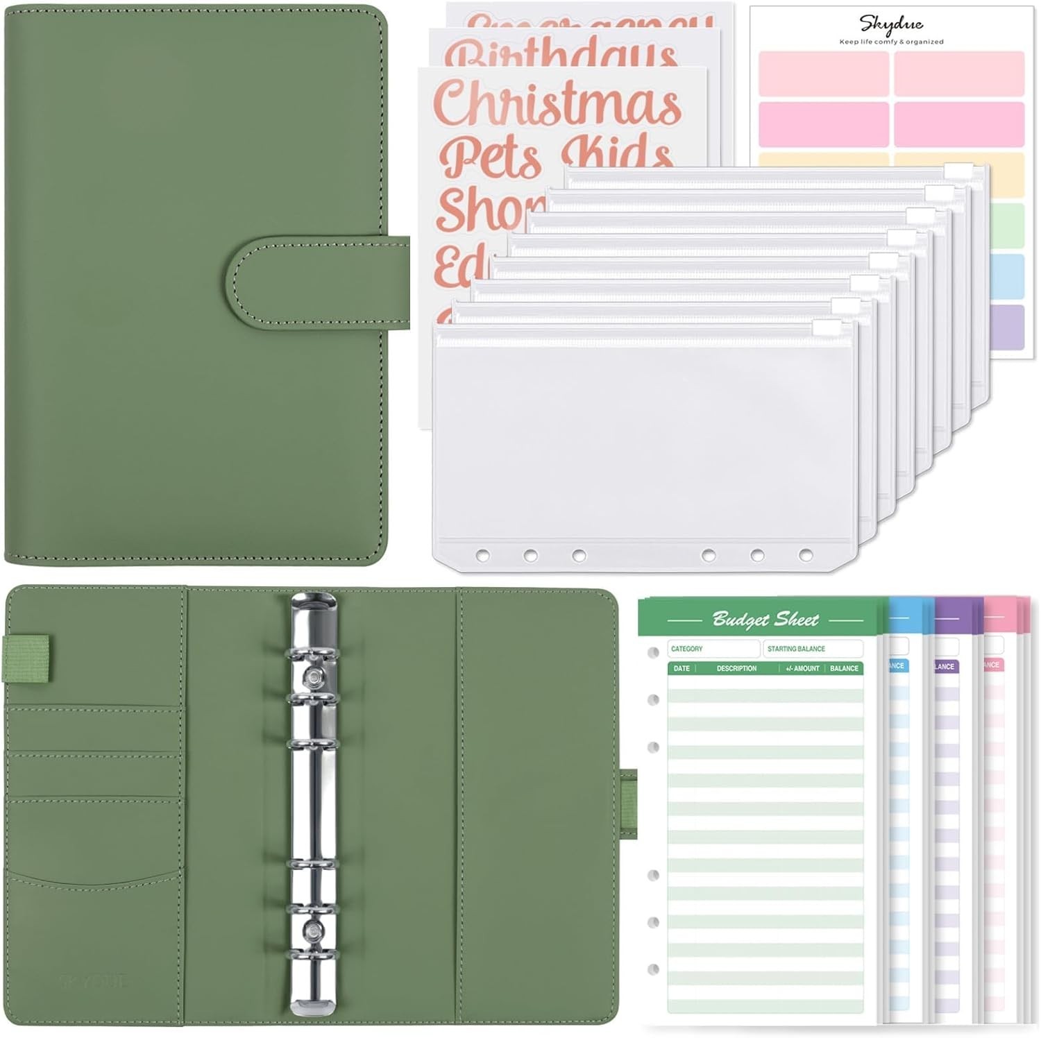 Budget Binder with 8pcs Zipper Envelopes,Money Organizer for Cash with 12pcs …