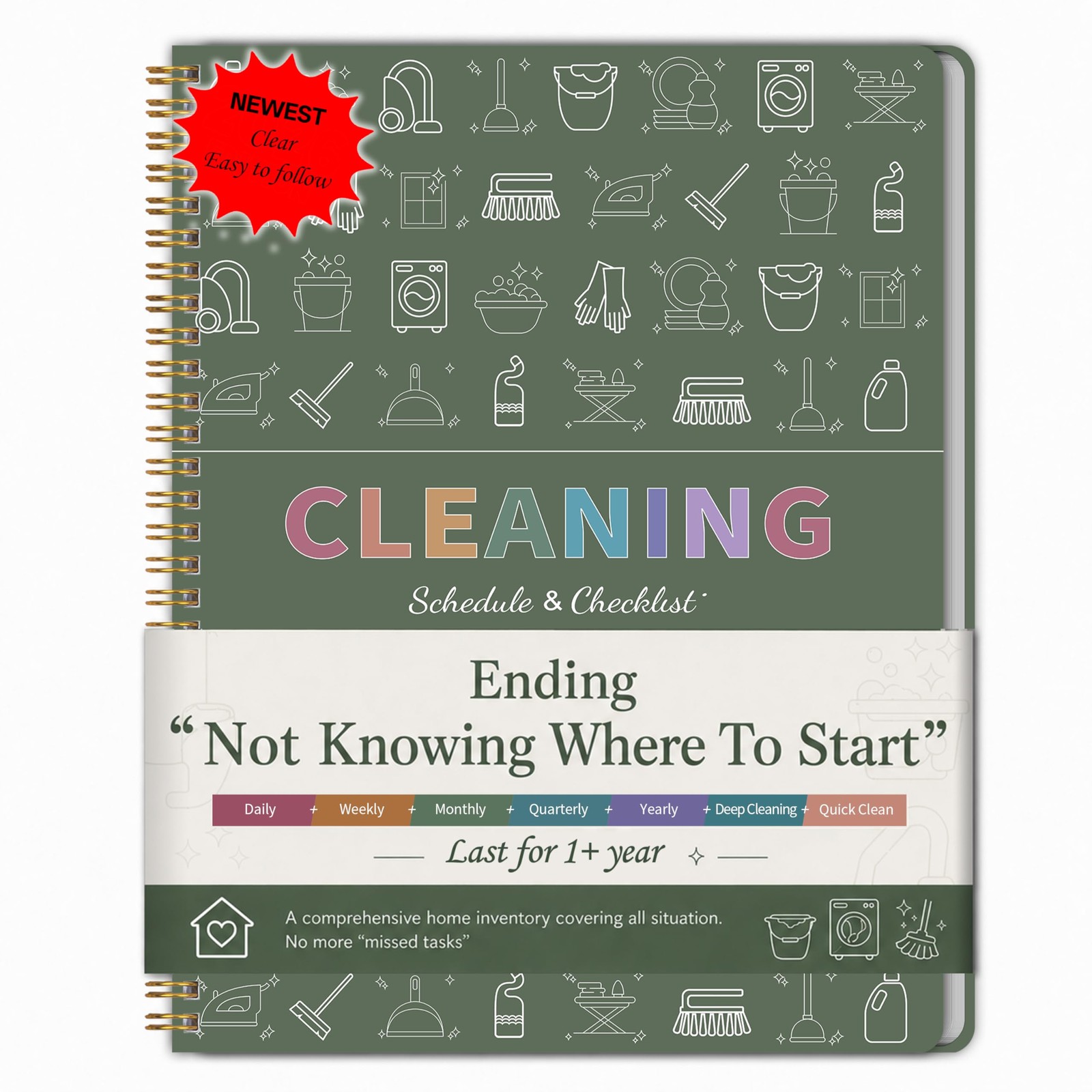 60-Week ADHD Cleaning Planner for Adults & Teens – 8.5 X 11 inches, Green
