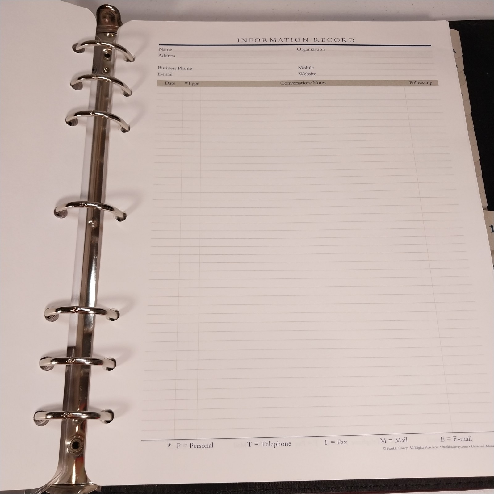 Franklin Covey Classic 7-Ring Binder Burgundy Faux Leather Planner Tabs Inserts