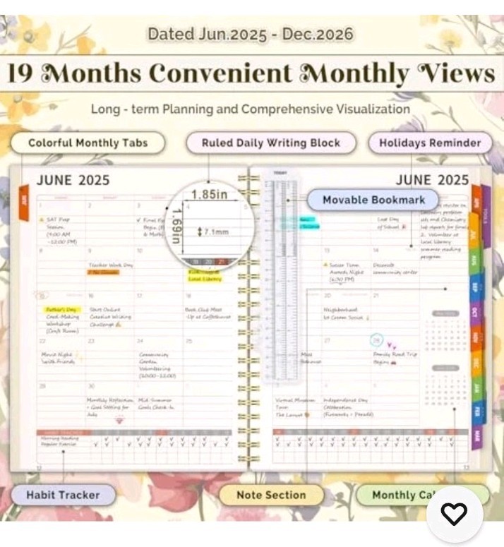 8.5 x11 Academic Planner 2025-2026, June 2025 – Dec 2026 Weekly and Monthly Plan