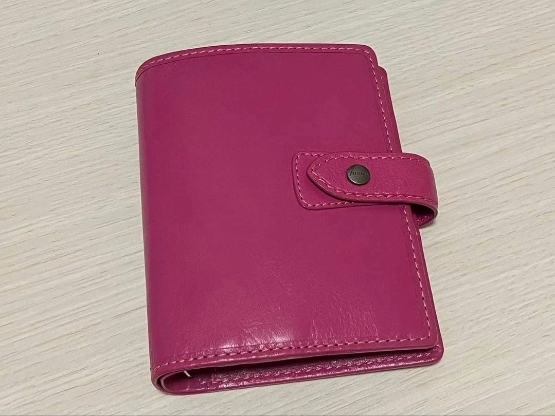 RARE Filofax Malden Pocket Organizer – Pink Fuchsia Leather – A7 Mini 6 Ring EUC