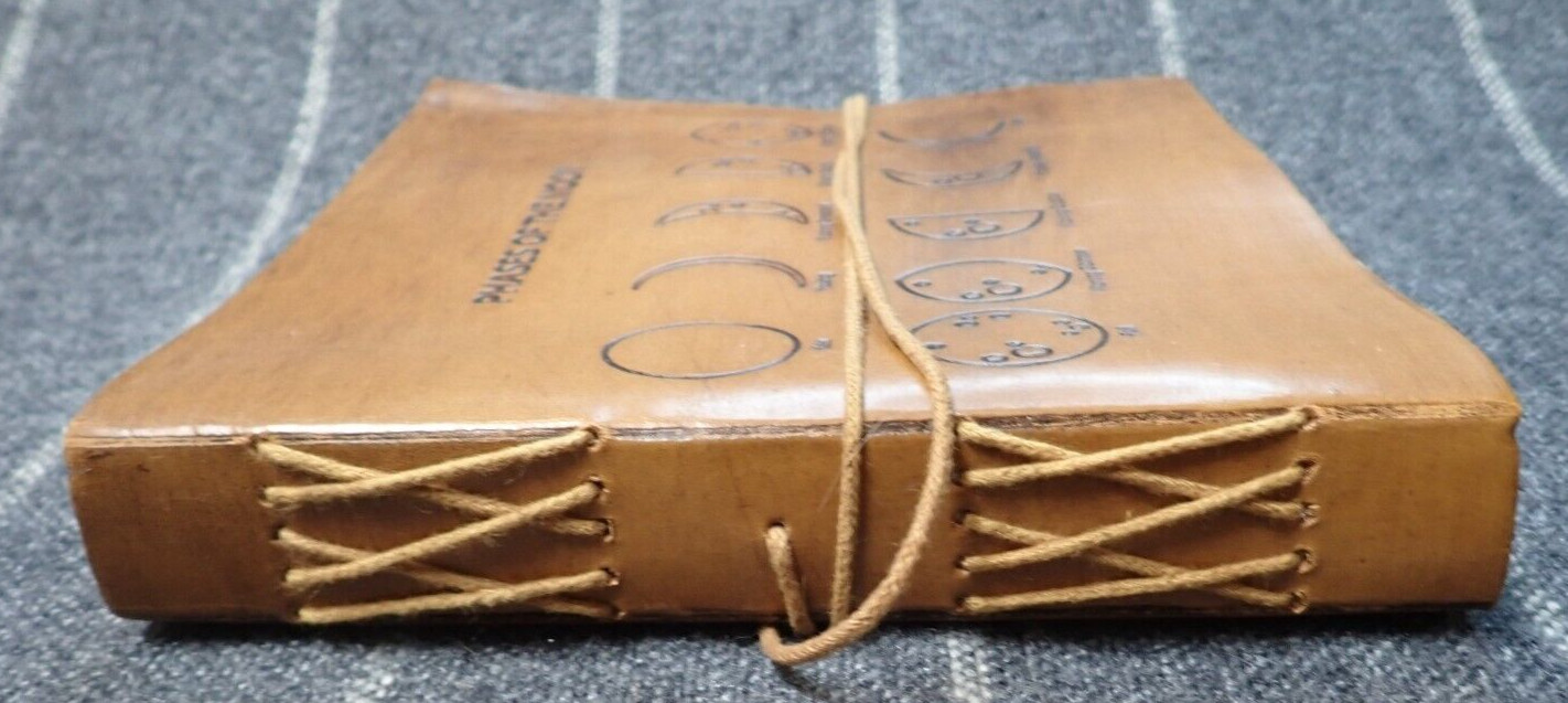 Soothi Brand Phases of the Moon 7×7 Handcrafted Artists Embossed Leather Journal