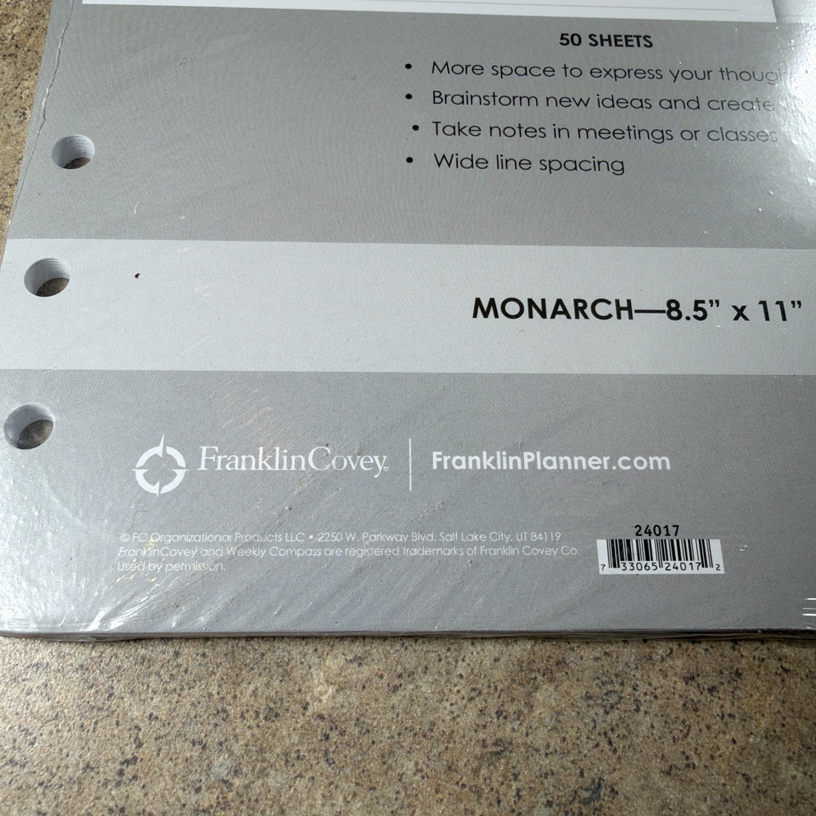 Franklin Covey Monarch Size 8.5 x 11 Original WIDE Lined Pages, 50 sheets – NEW